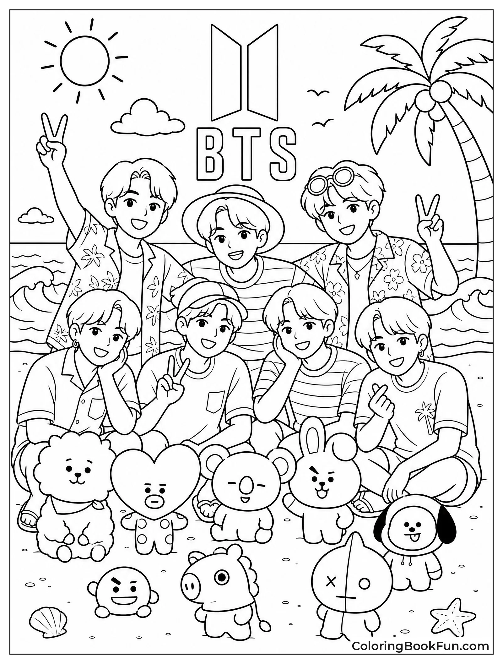 BTS at Sunny Beach with Waves