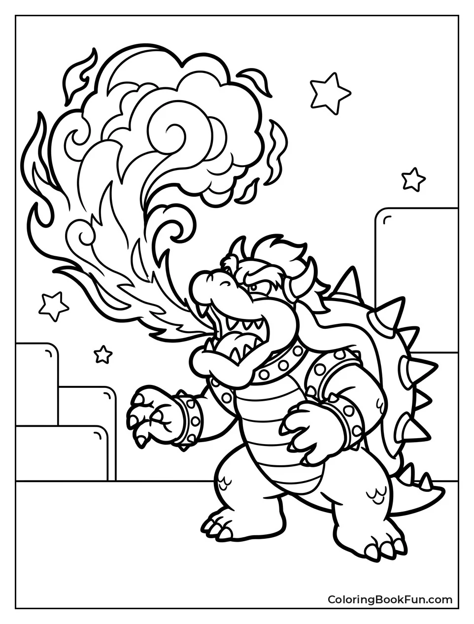 Bowser Breathes Huge Fire Plume
