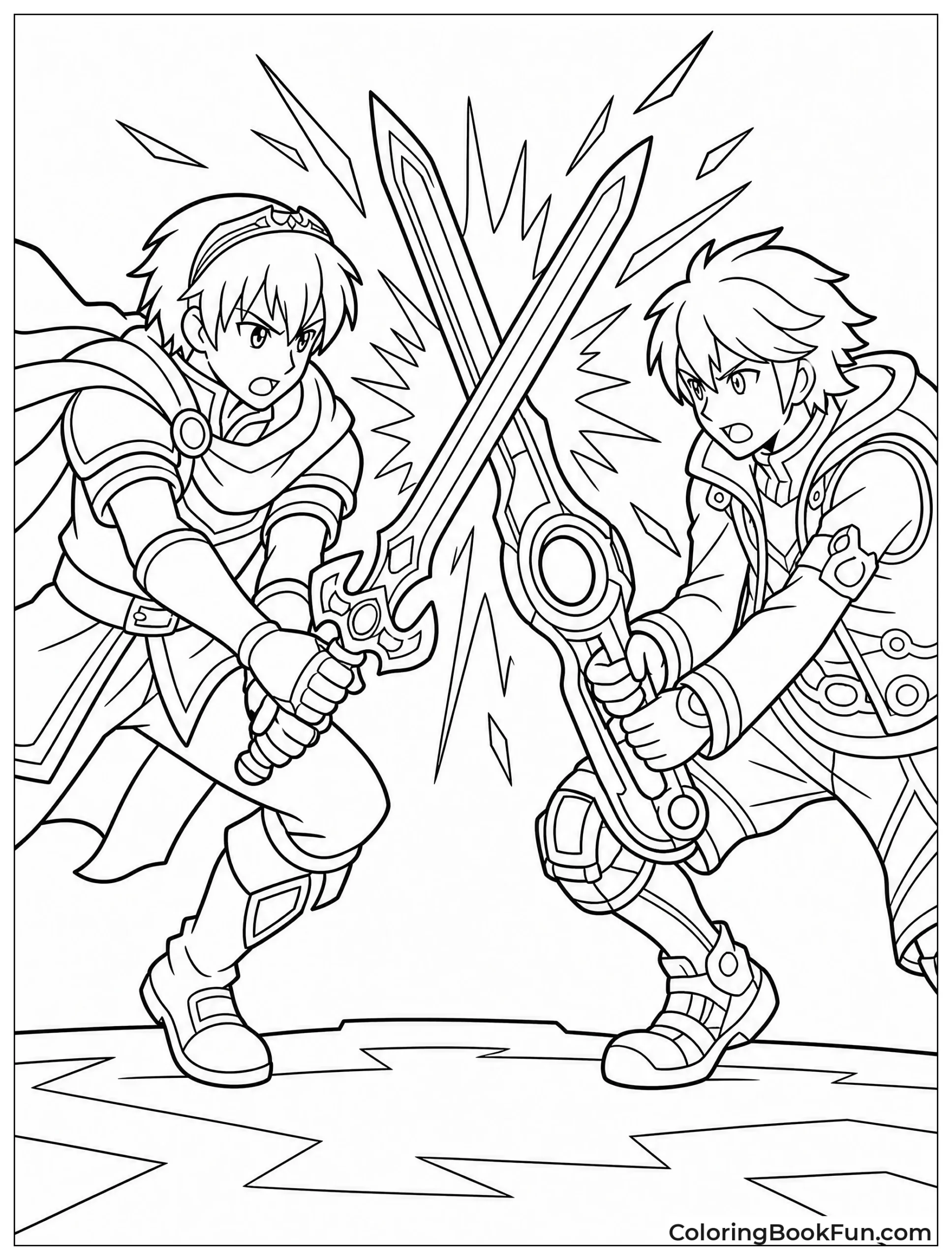 Marth and Shulk Clash Swords