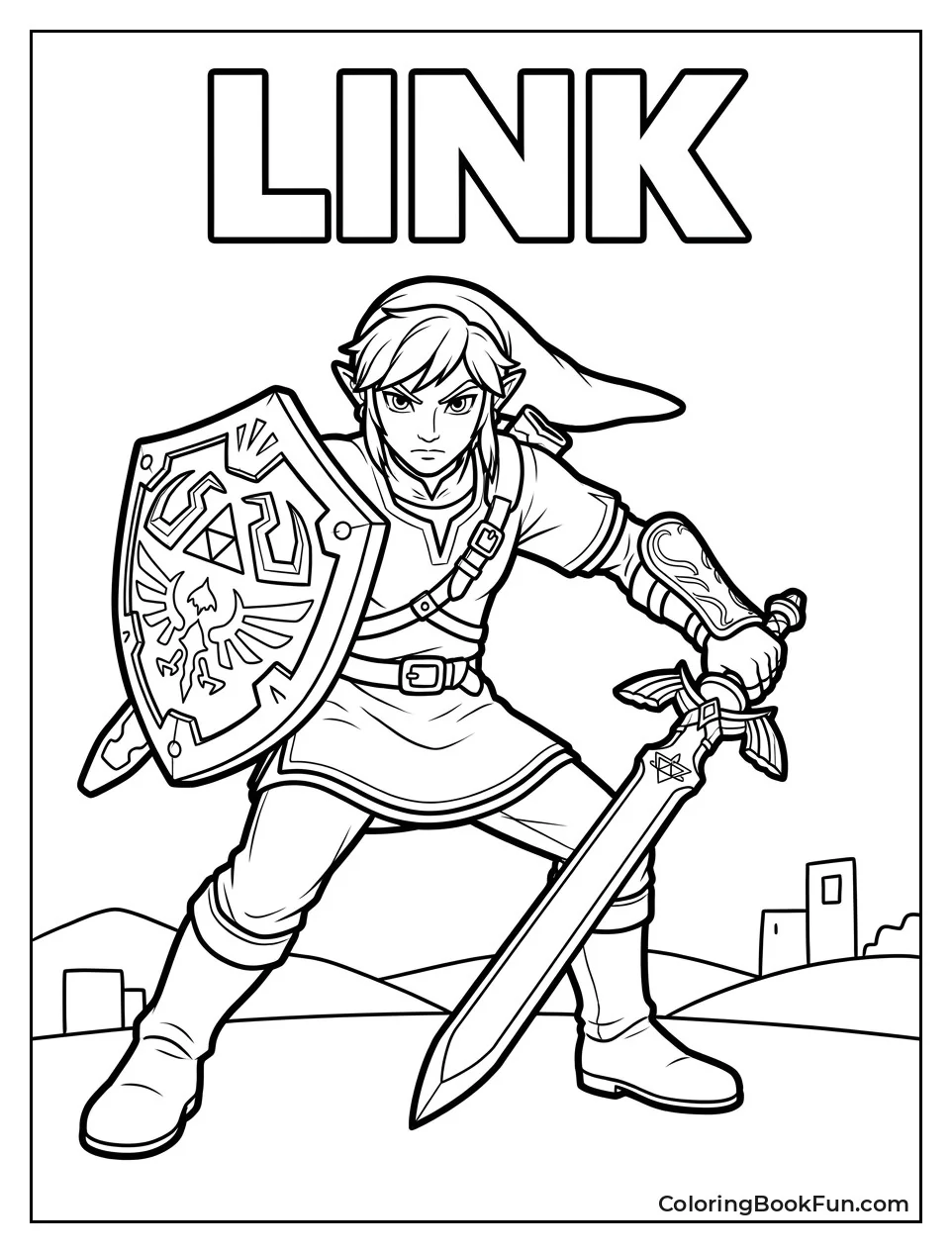 Link Stands with Sword and Shield