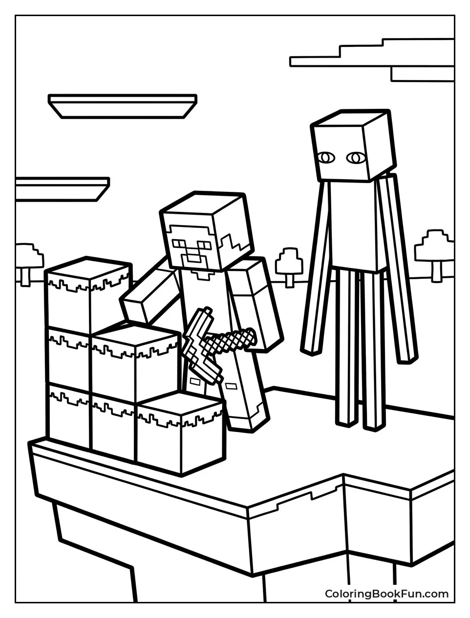 Steve Builds Wall with Blocks