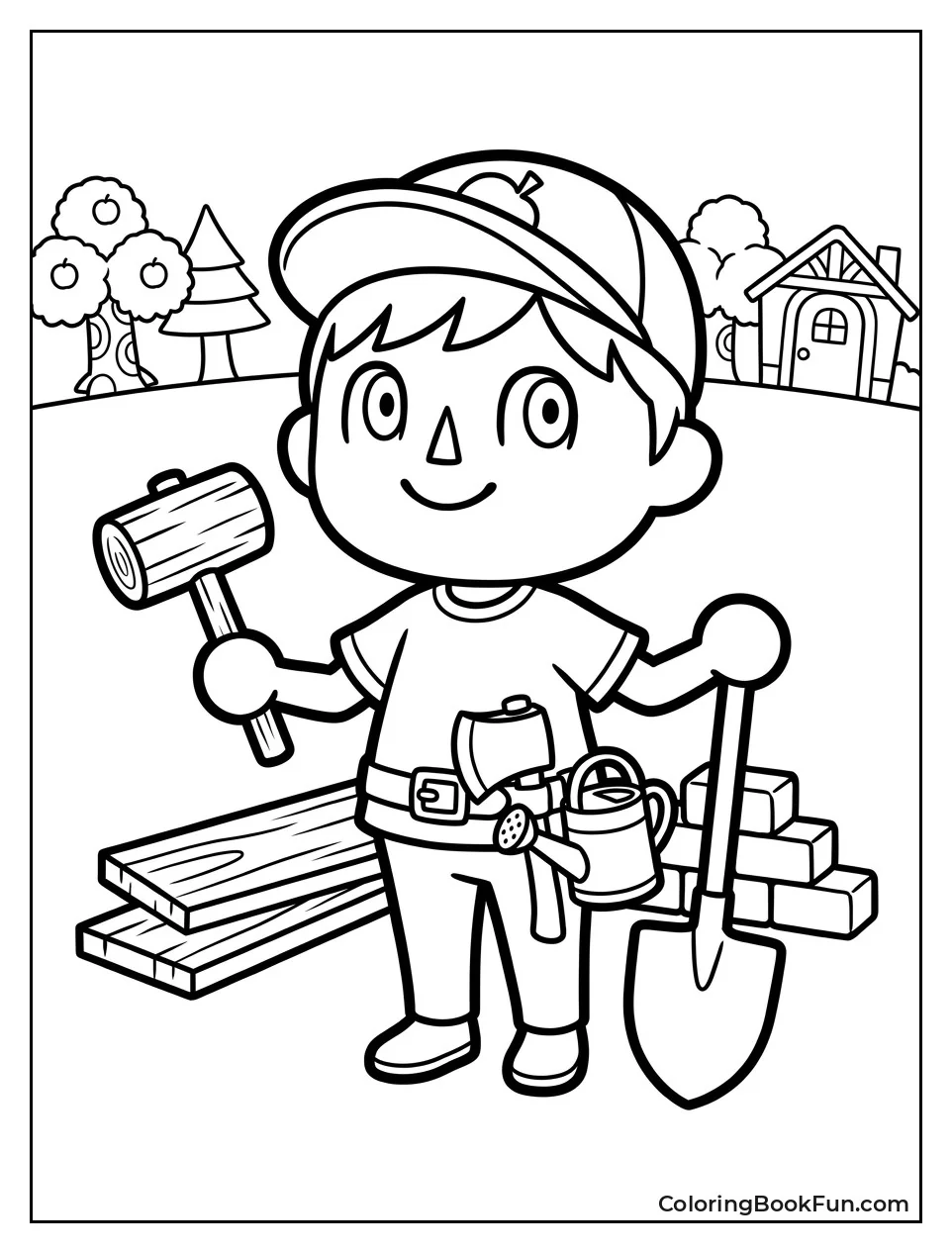Villager Holds Tools for Building