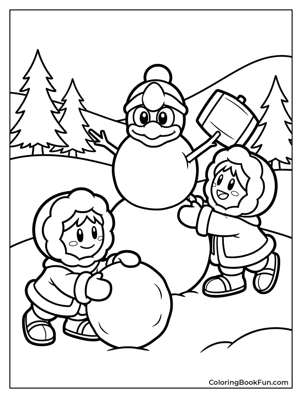 Ice Climbers Build Snowman Together