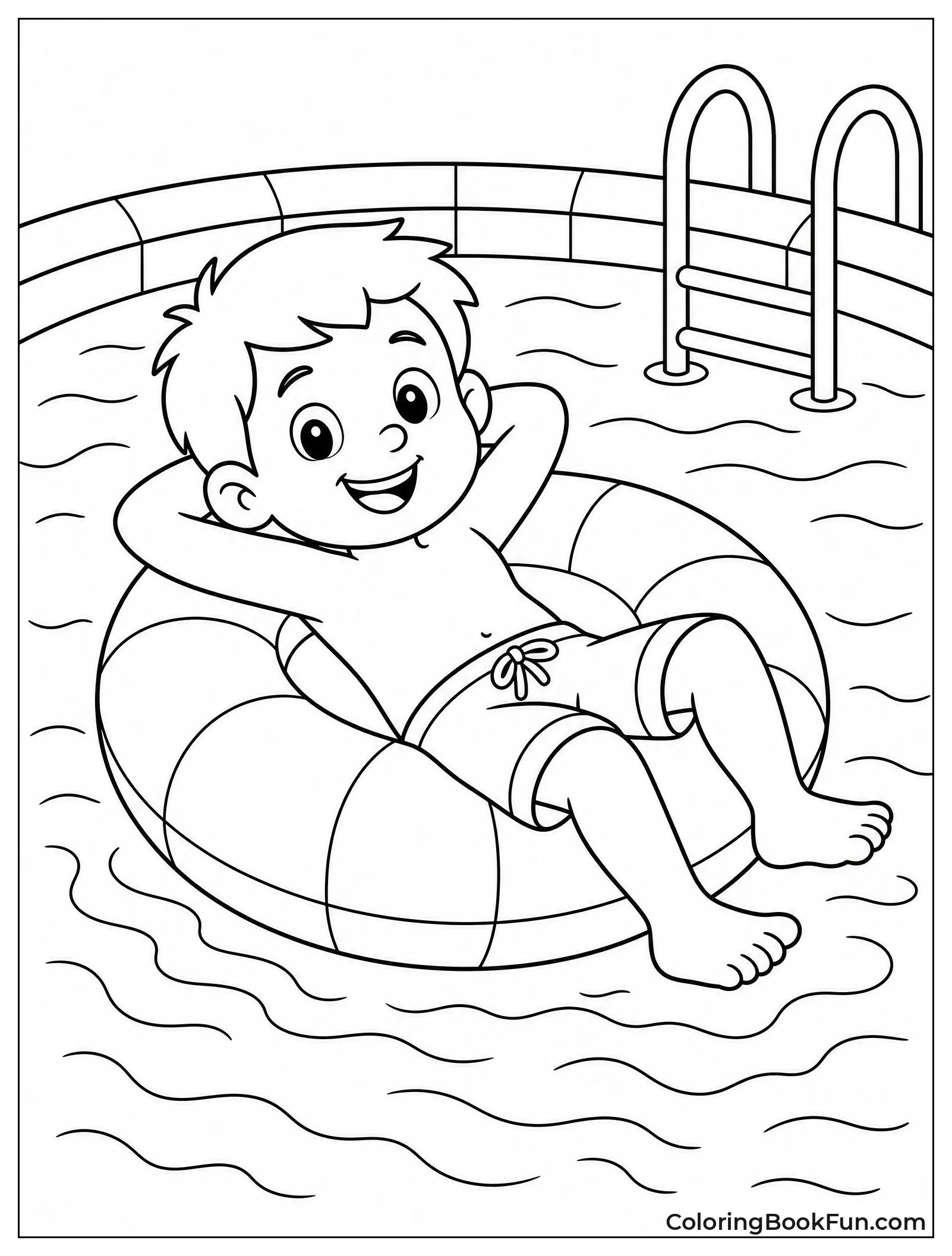 Boy Rests on Pool Float