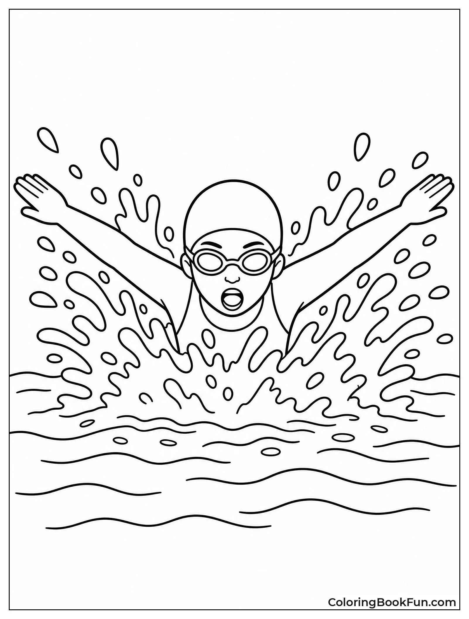 Swimmer Does Butterfly Stroke