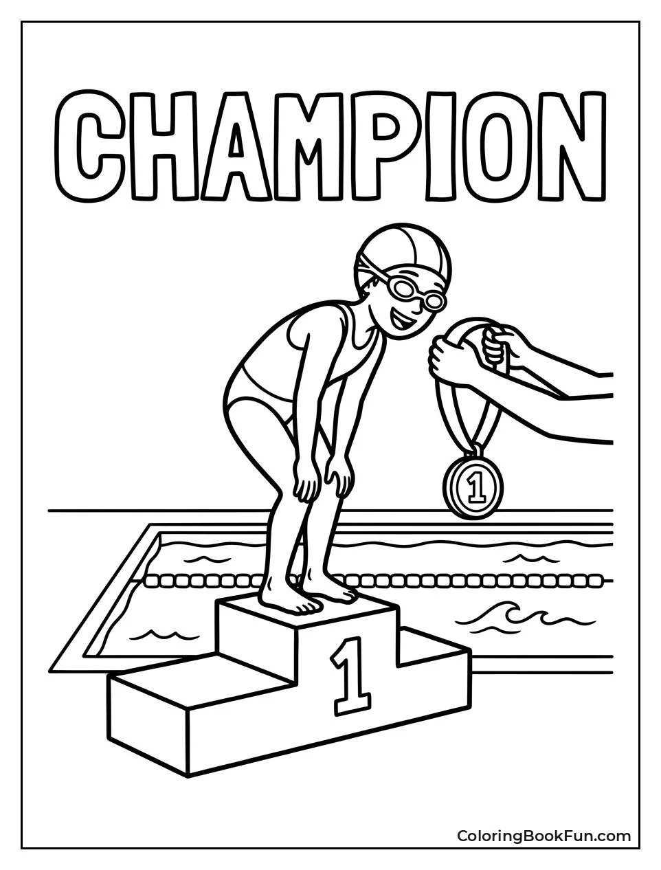 Swimmer Gets Gold Medal on Podium