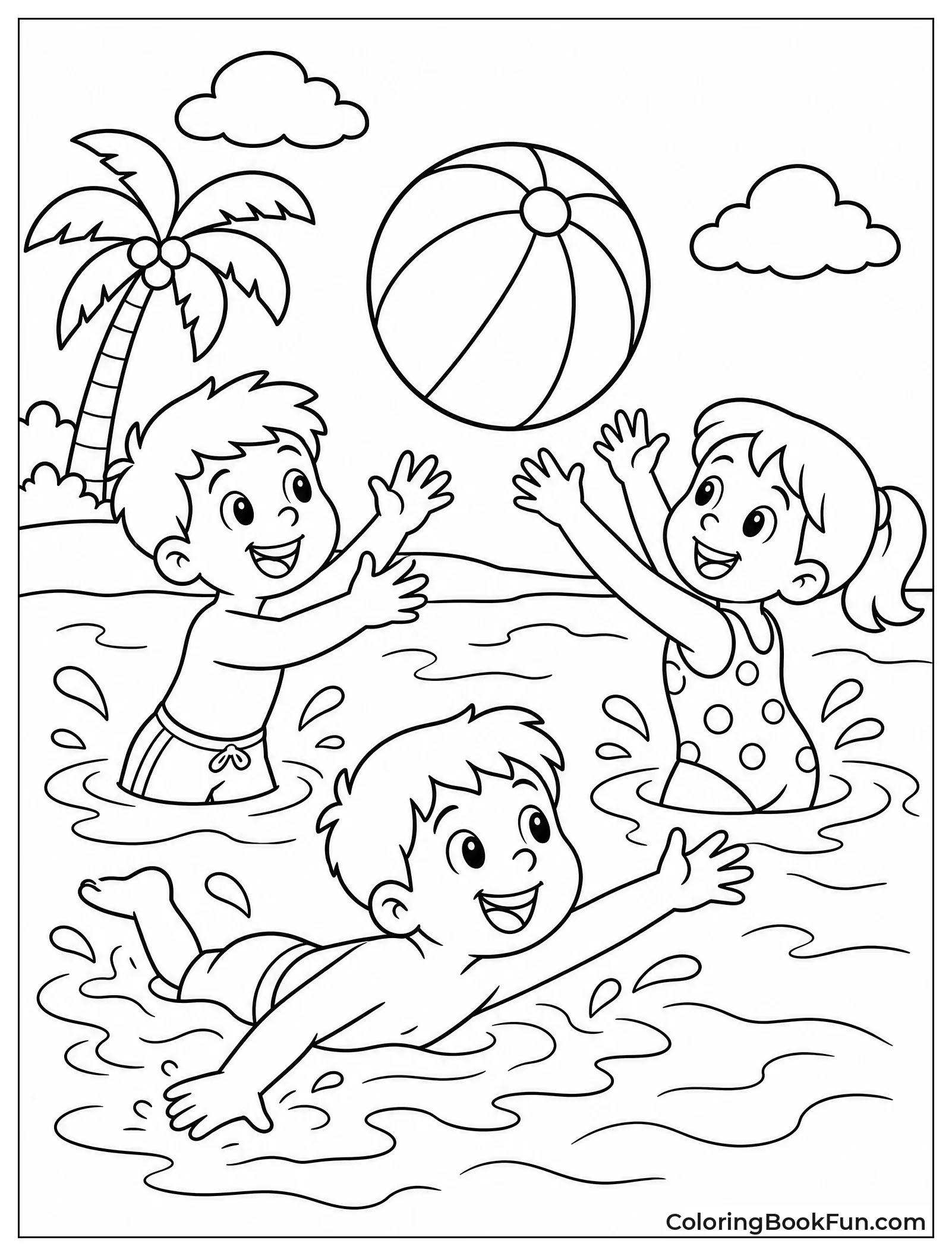 Kids Chase Big Beach Ball