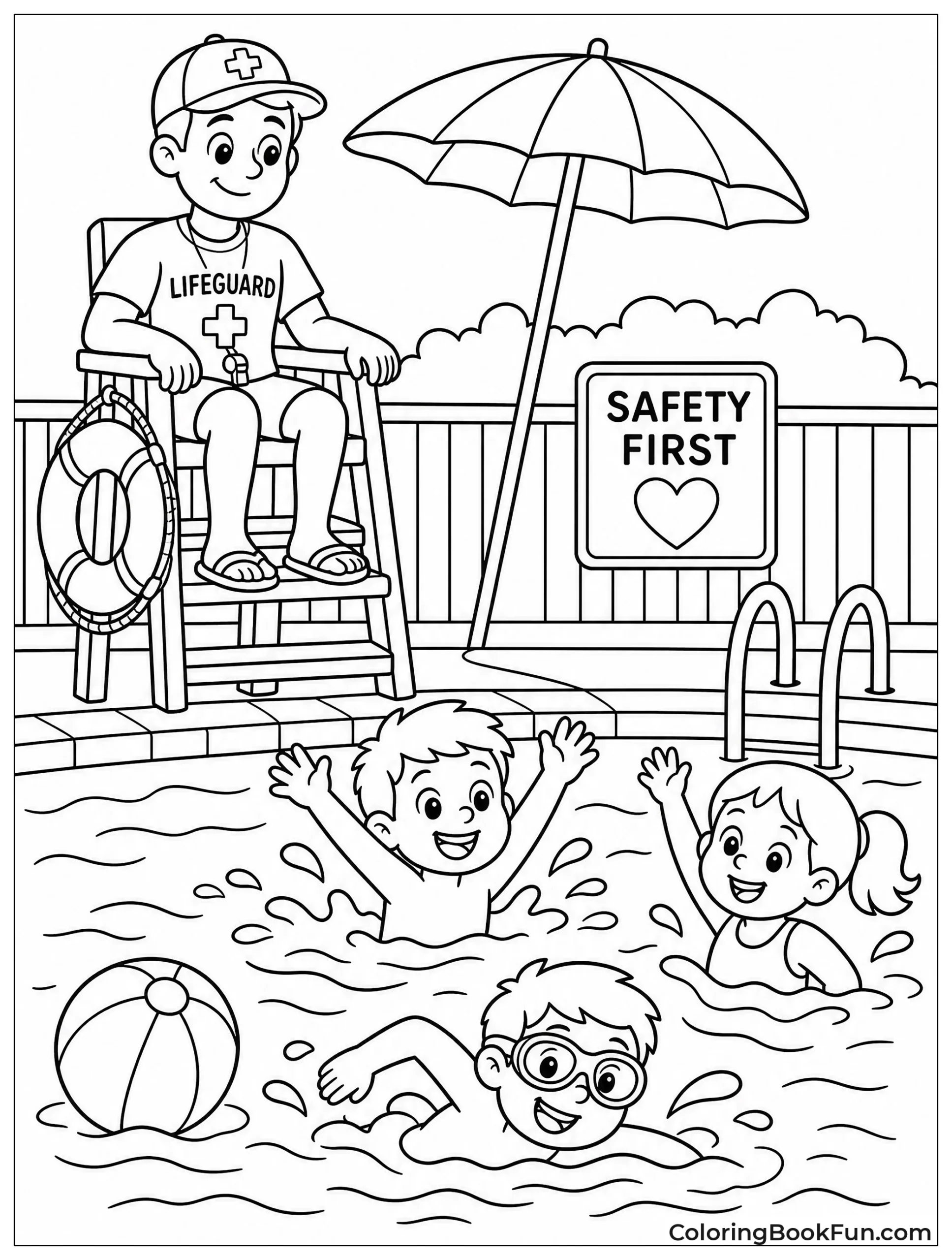 Lifeguard Watches Kids Swim
