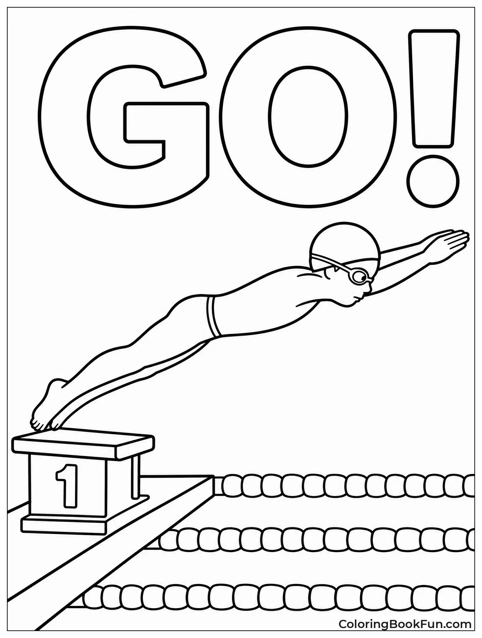 Swimmer Dives off Starting Block
