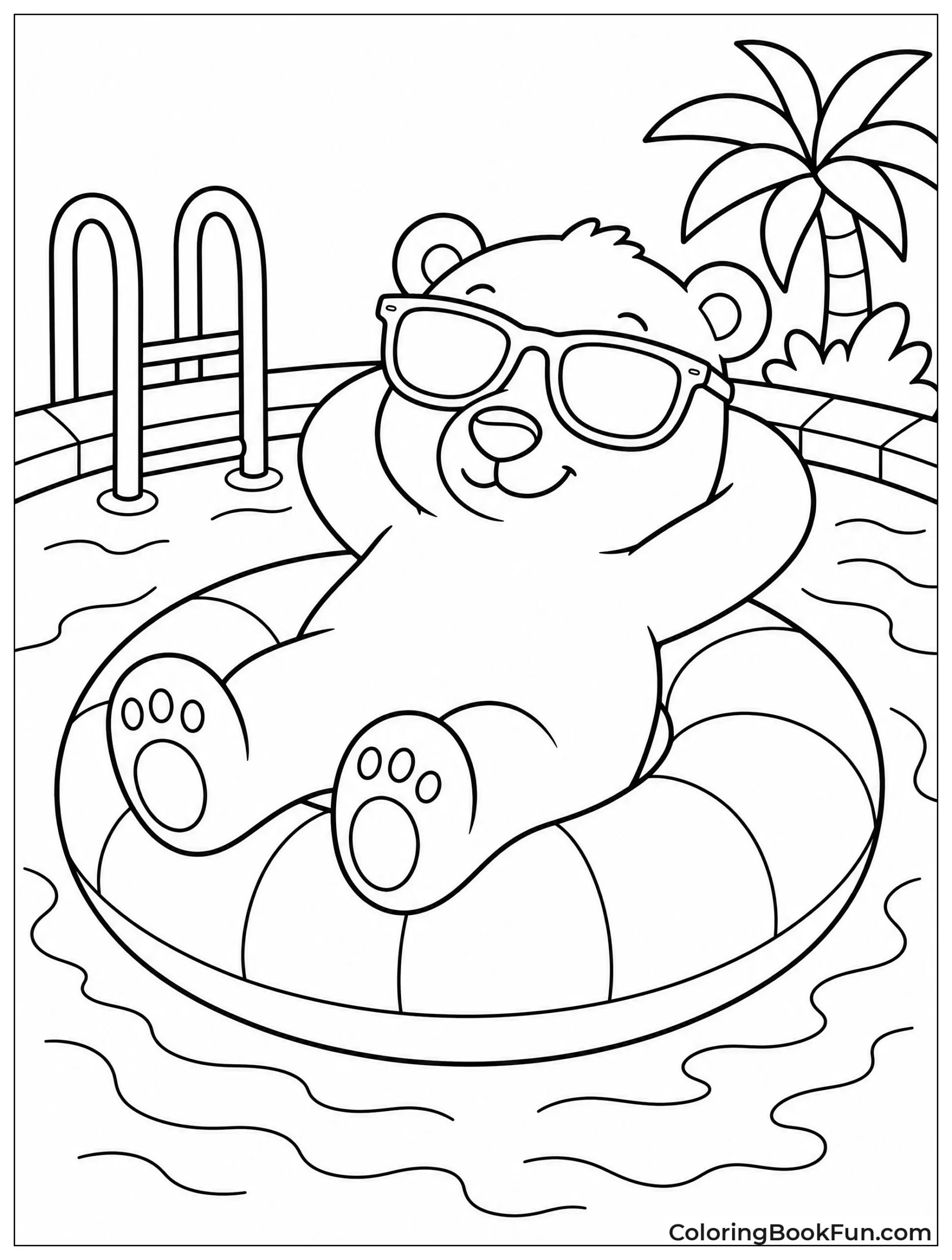 Polar Bear Floats on Inflatable