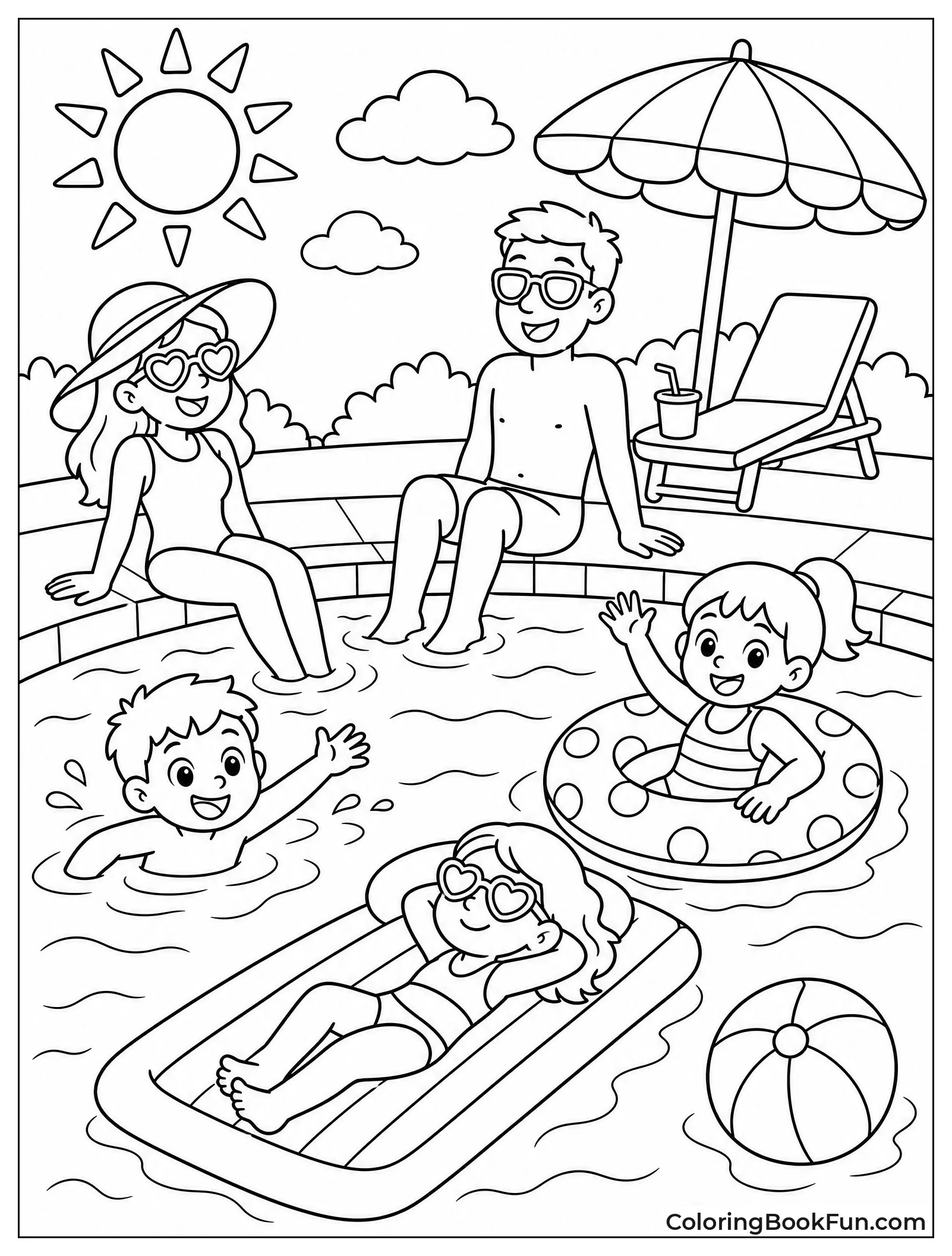 People Relax by Pool