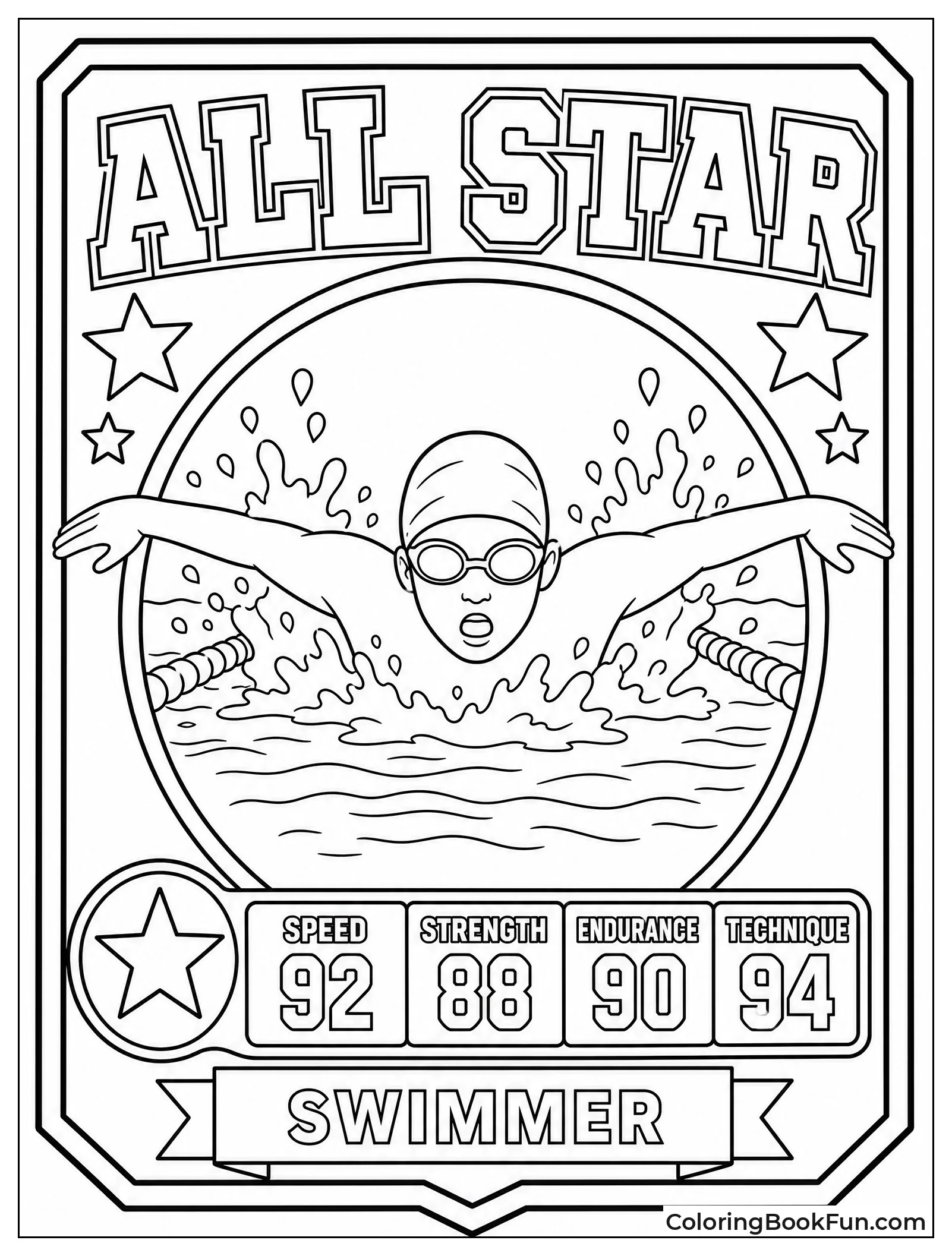 Swimmer on Sports Trading Card