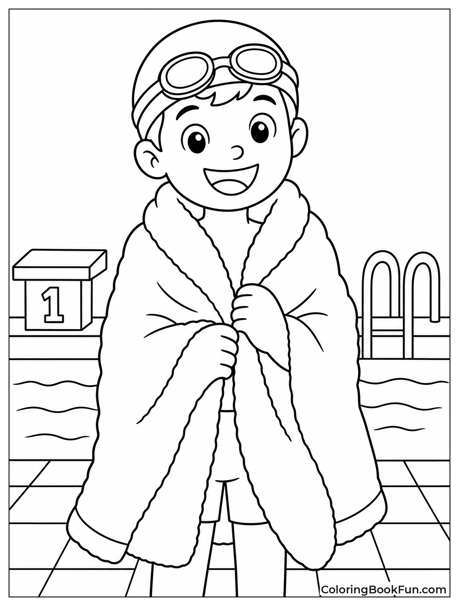 Swimmer Dries off with Towel