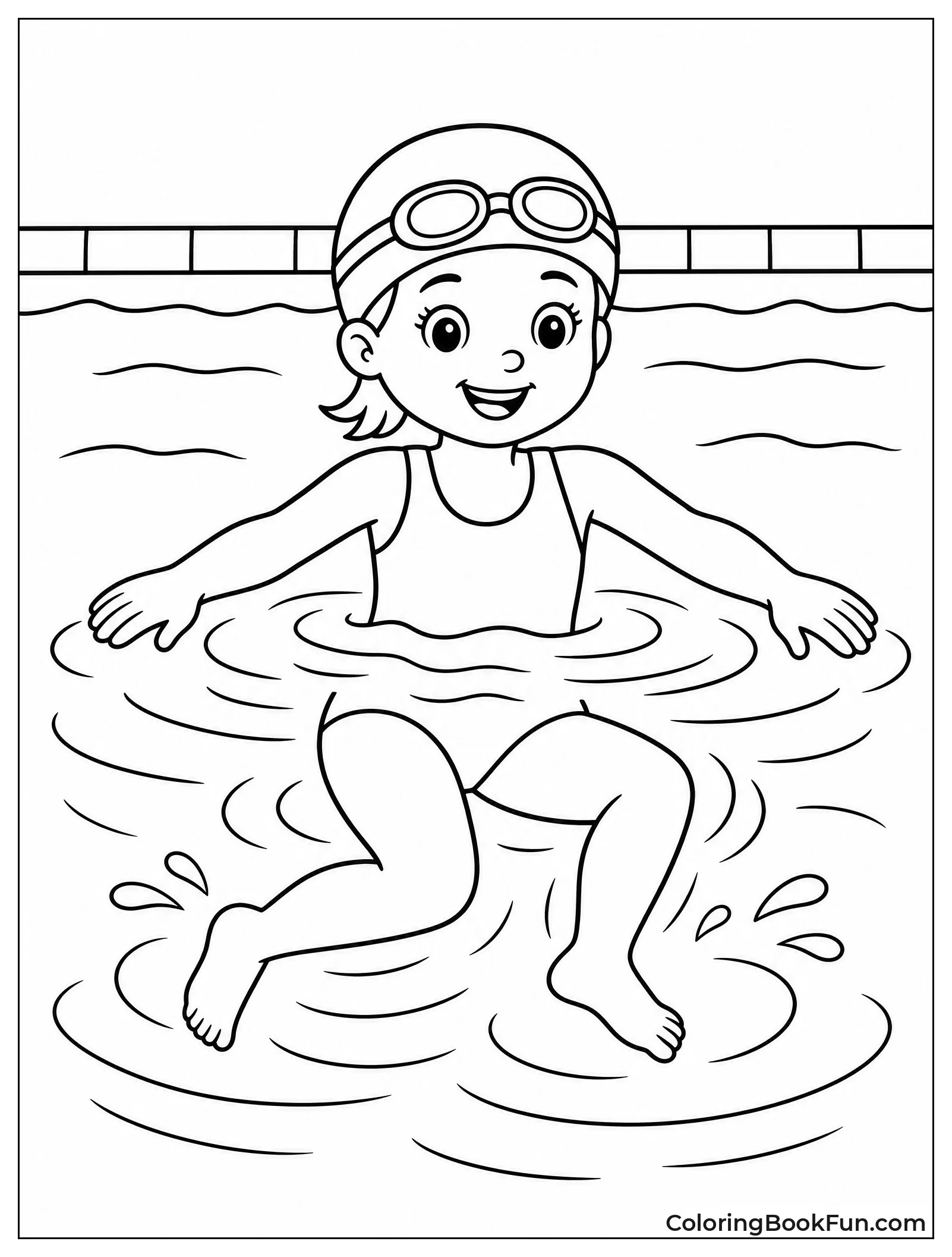 Swimmer Treads Water in Pool