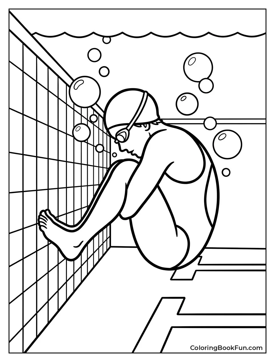 Swimmer Flips Underwater at Wall