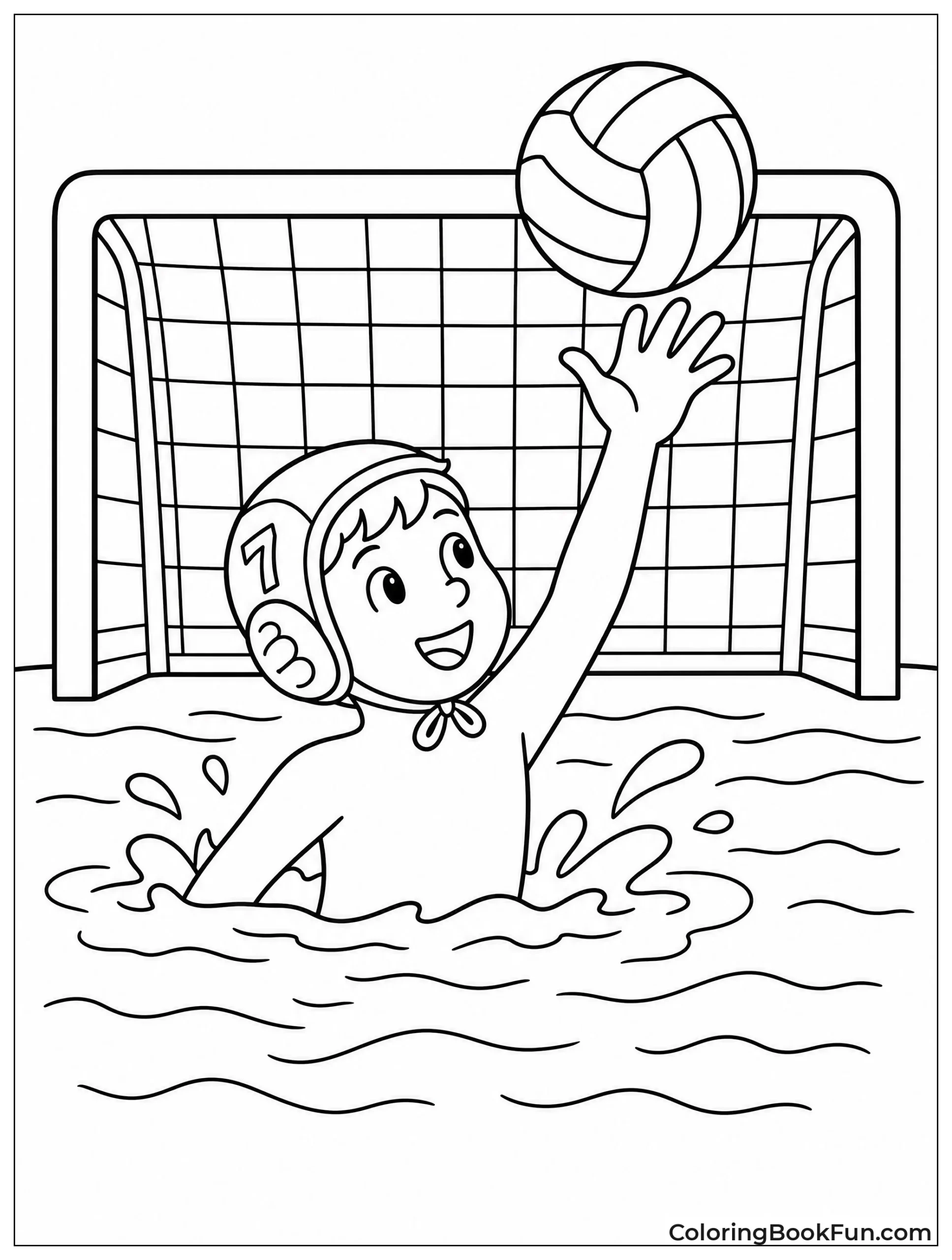 Swimmer Shoots Ball at Goal