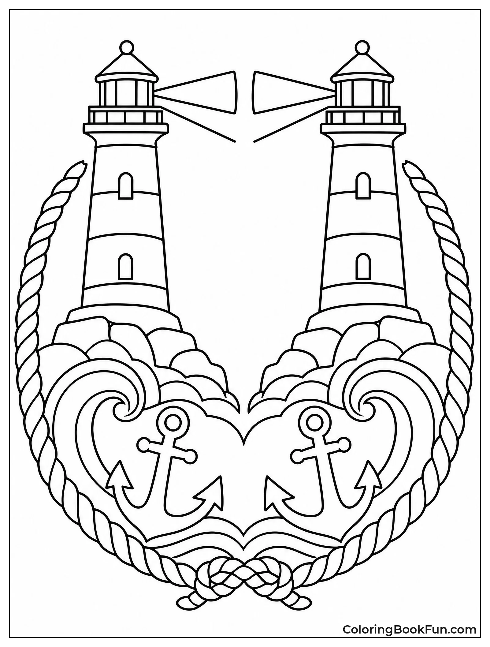 Symmetrical Crest With Two Lighthouses