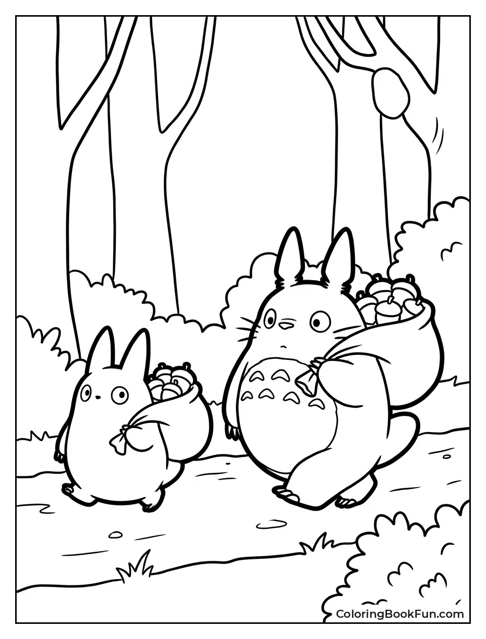 Small Totoros Carrying Acorn Sacks