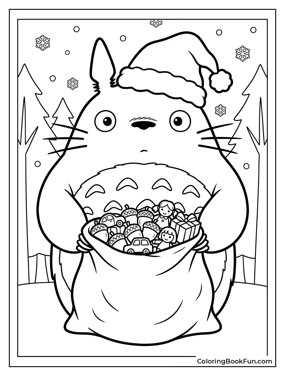 Totoro as Santa with Acorns