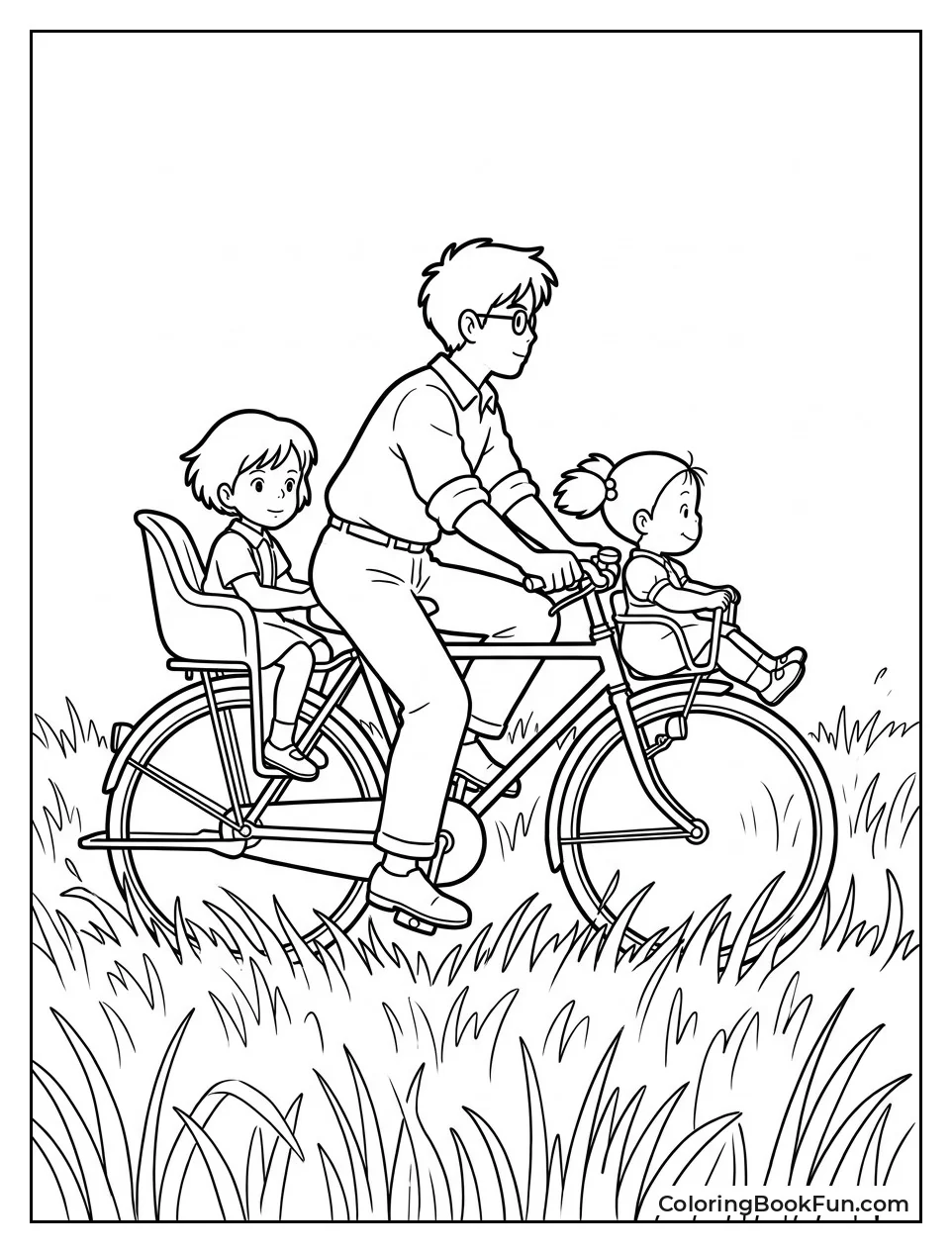 Family Riding Bicycle Together