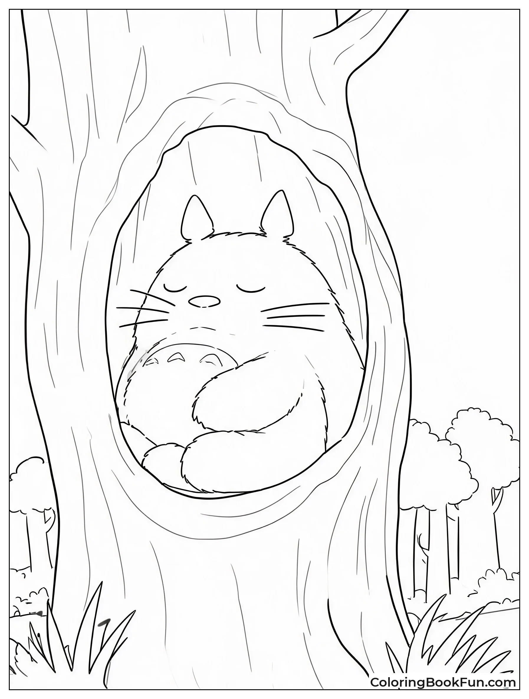 Totoro Sleeping in Tree Hollow