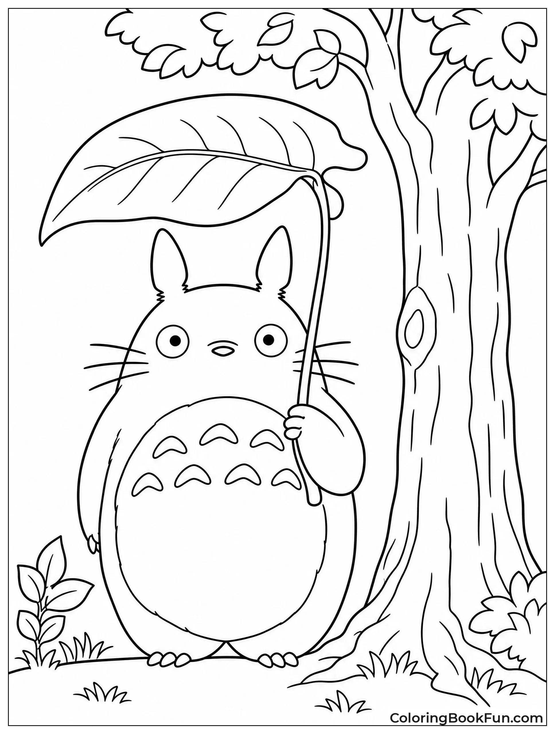 Totoro with Leaf Umbrella