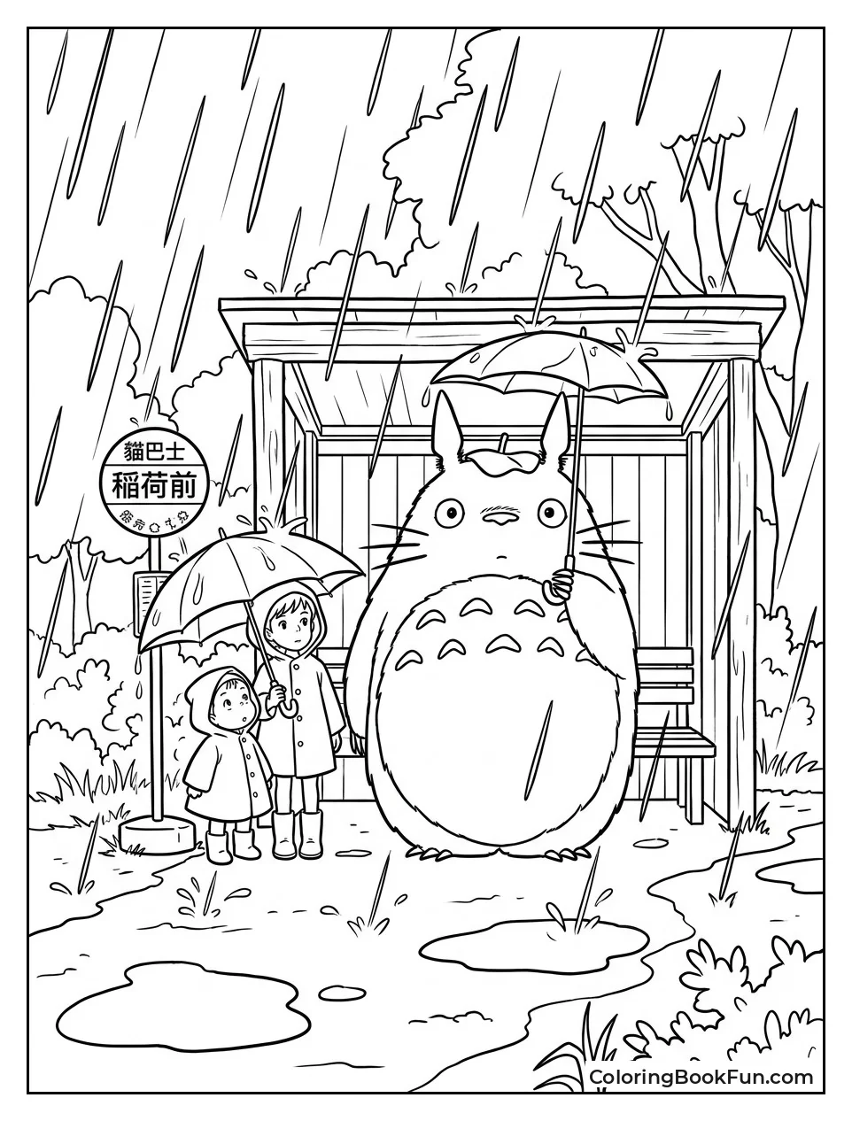 Waiting at Rainy Bus Stop