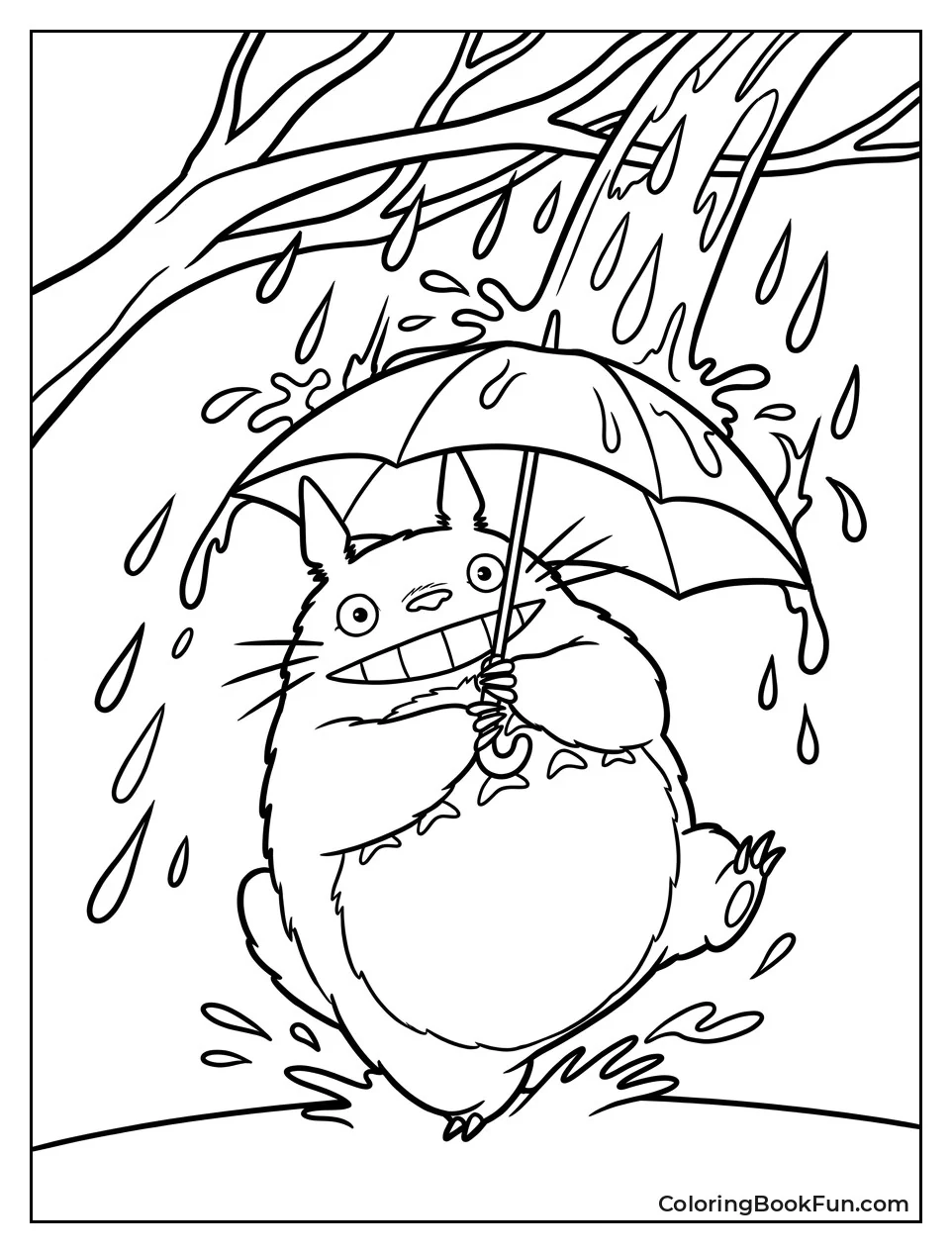 Totoro Jumping Under Umbrella