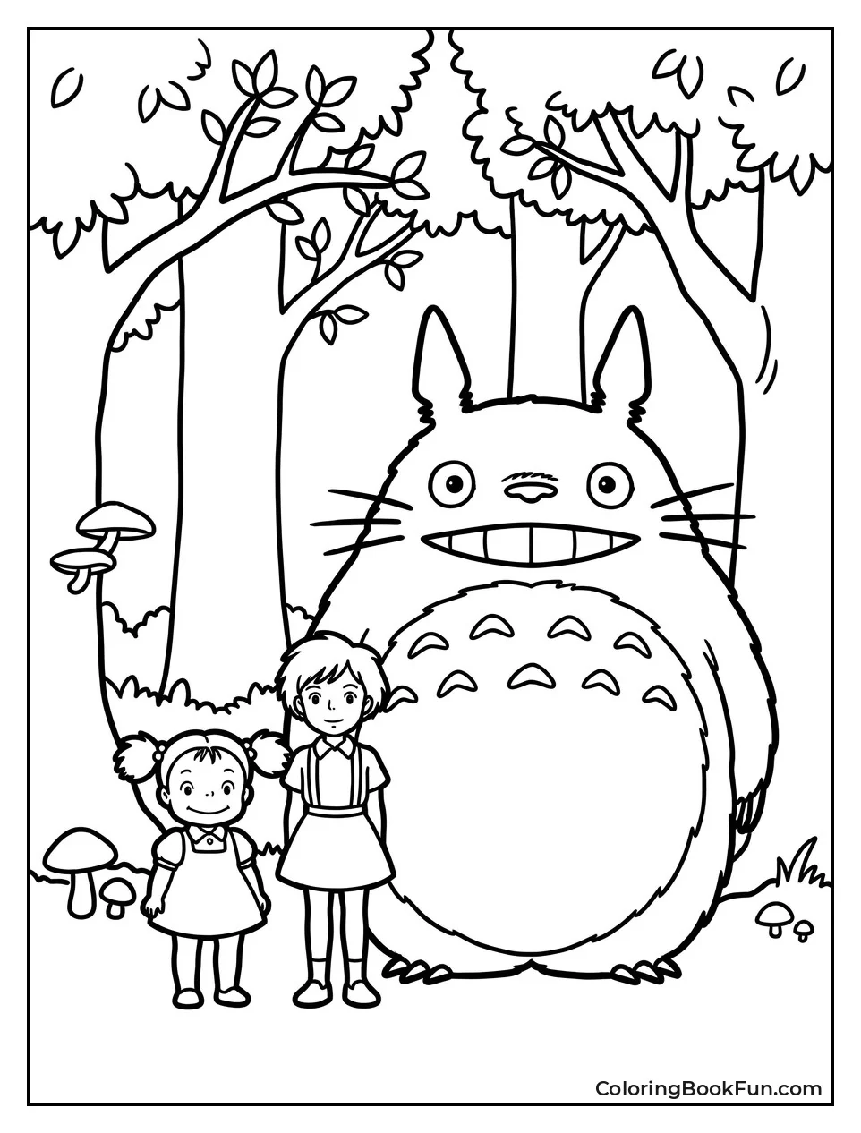Totoro Stands with Mei and Satsuki