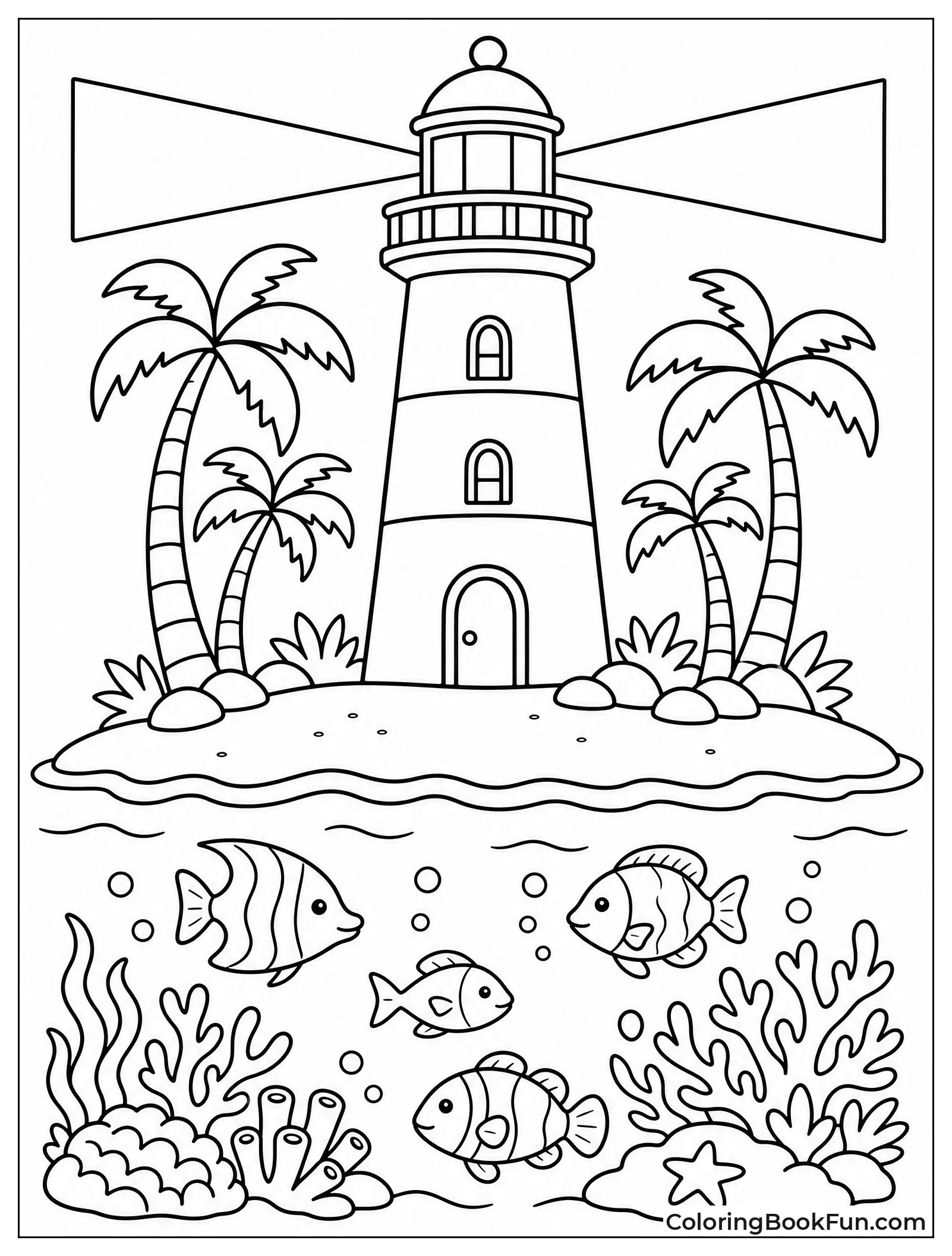 Lighthouse on Tropical Island