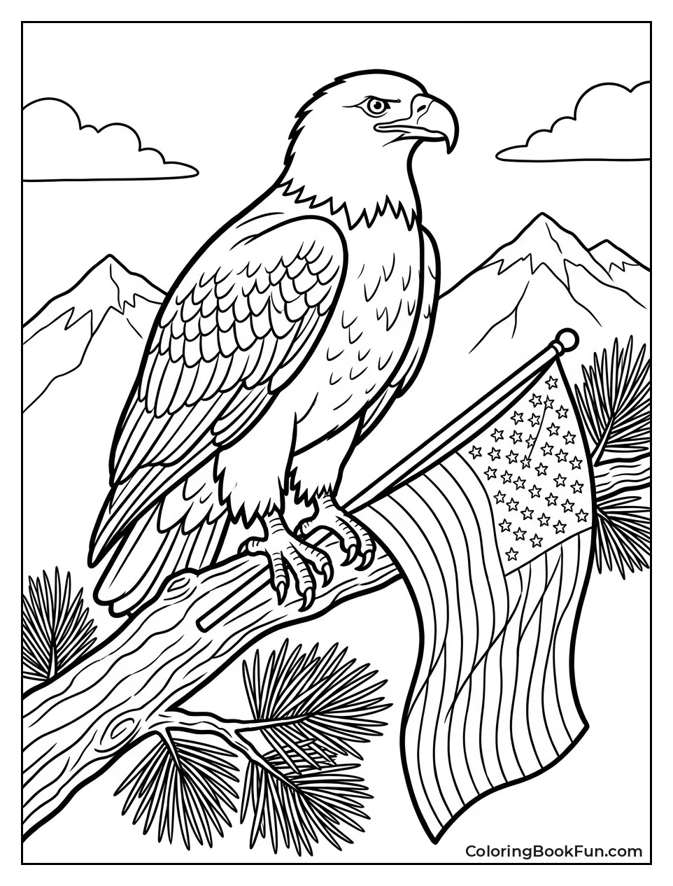 Bald Eagle Perched on Branch