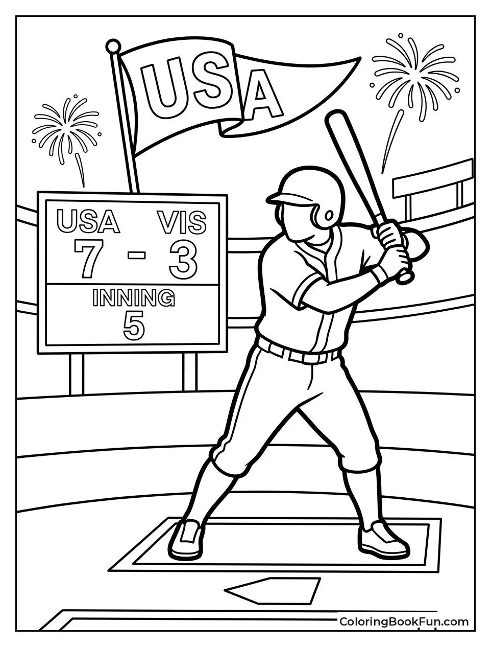 Batter Swinging at Baseball Game