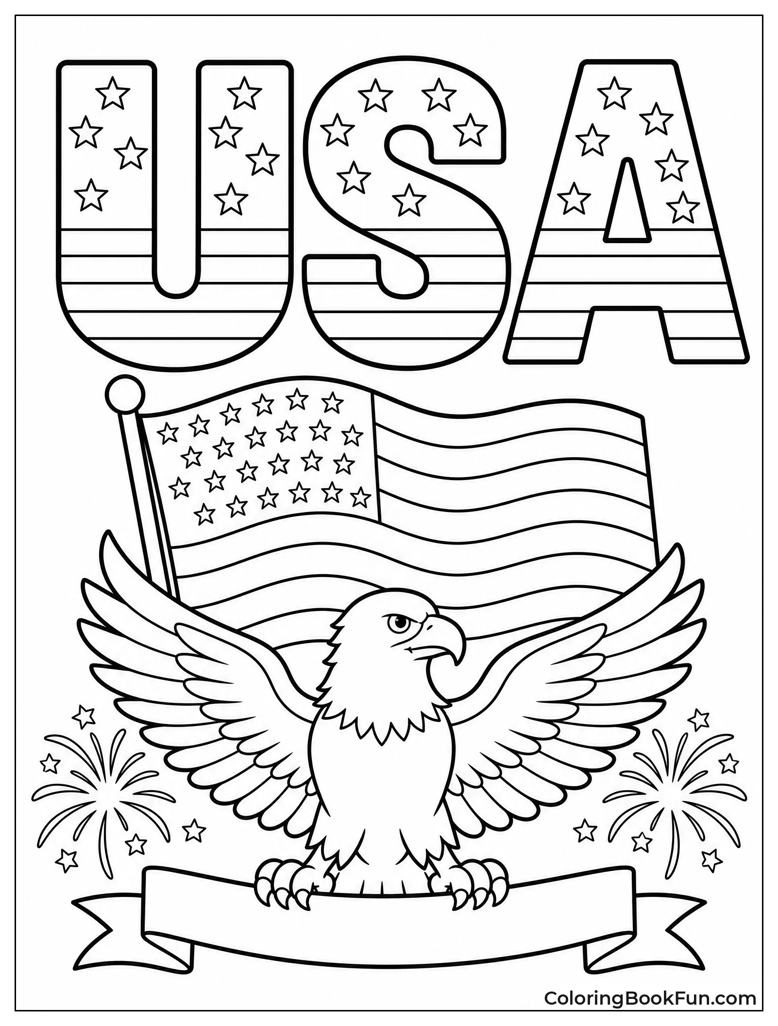 Letters USA with Flag Pattern