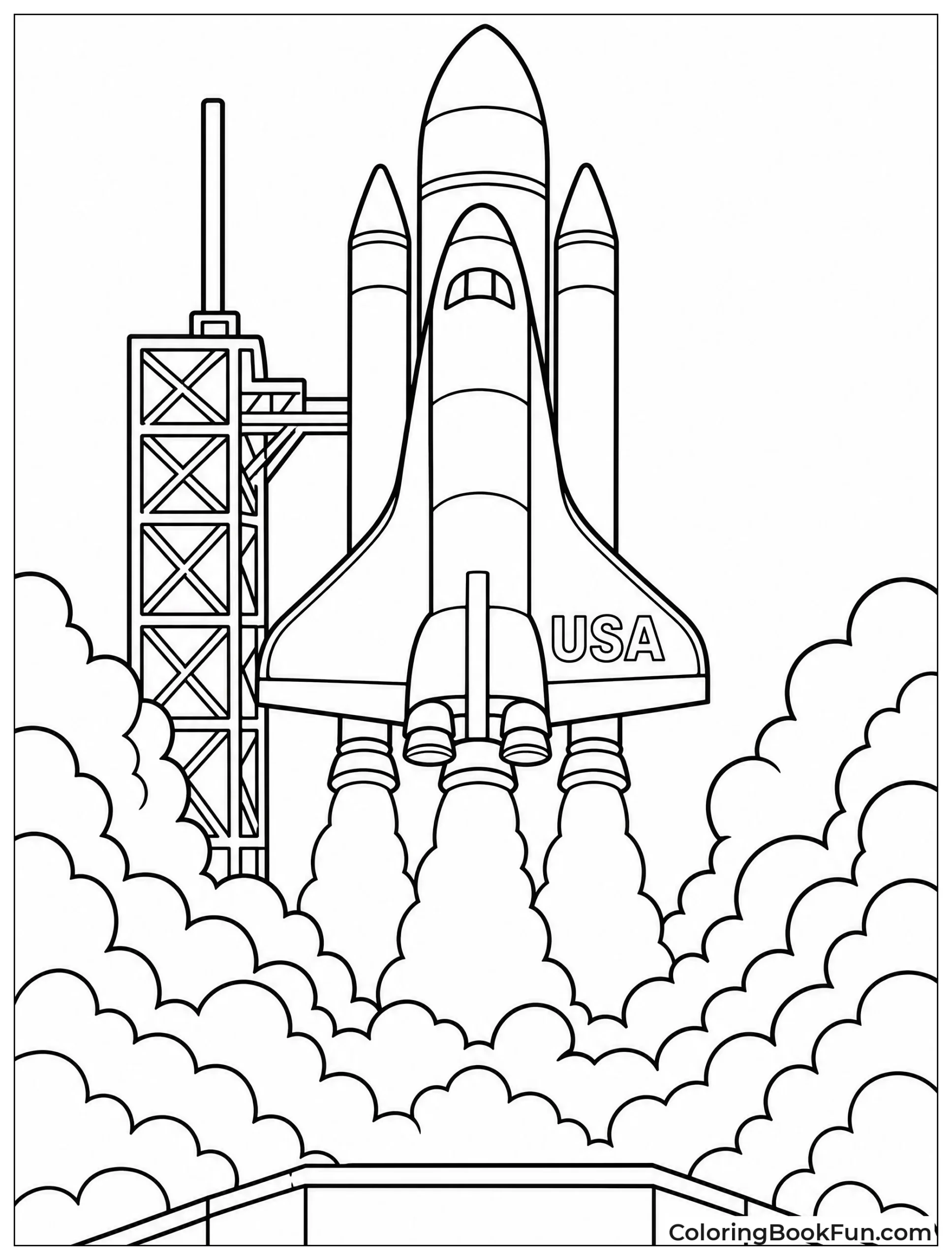 Space Shuttle Blasting Off Launchpad