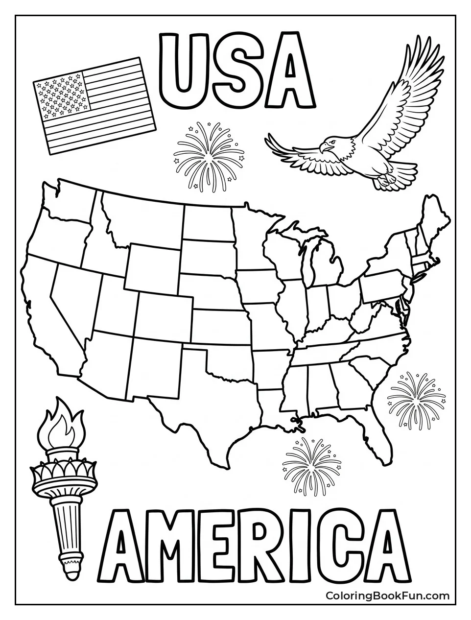 United States Map with State Borders
