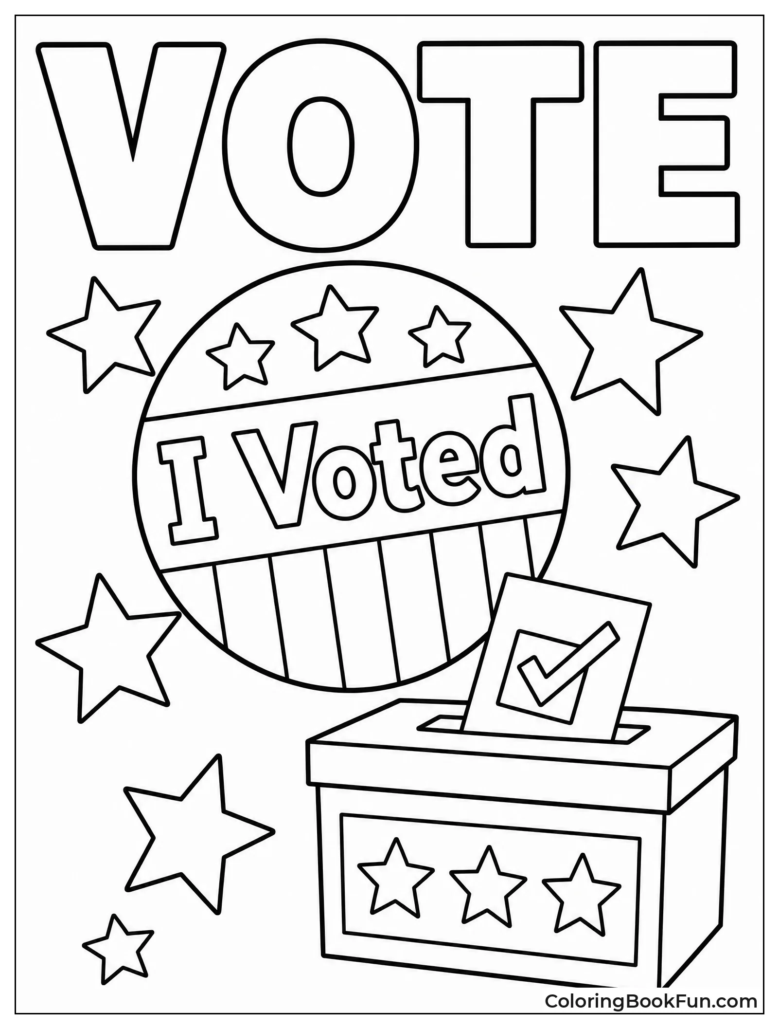 I Voted Sticker with Stars