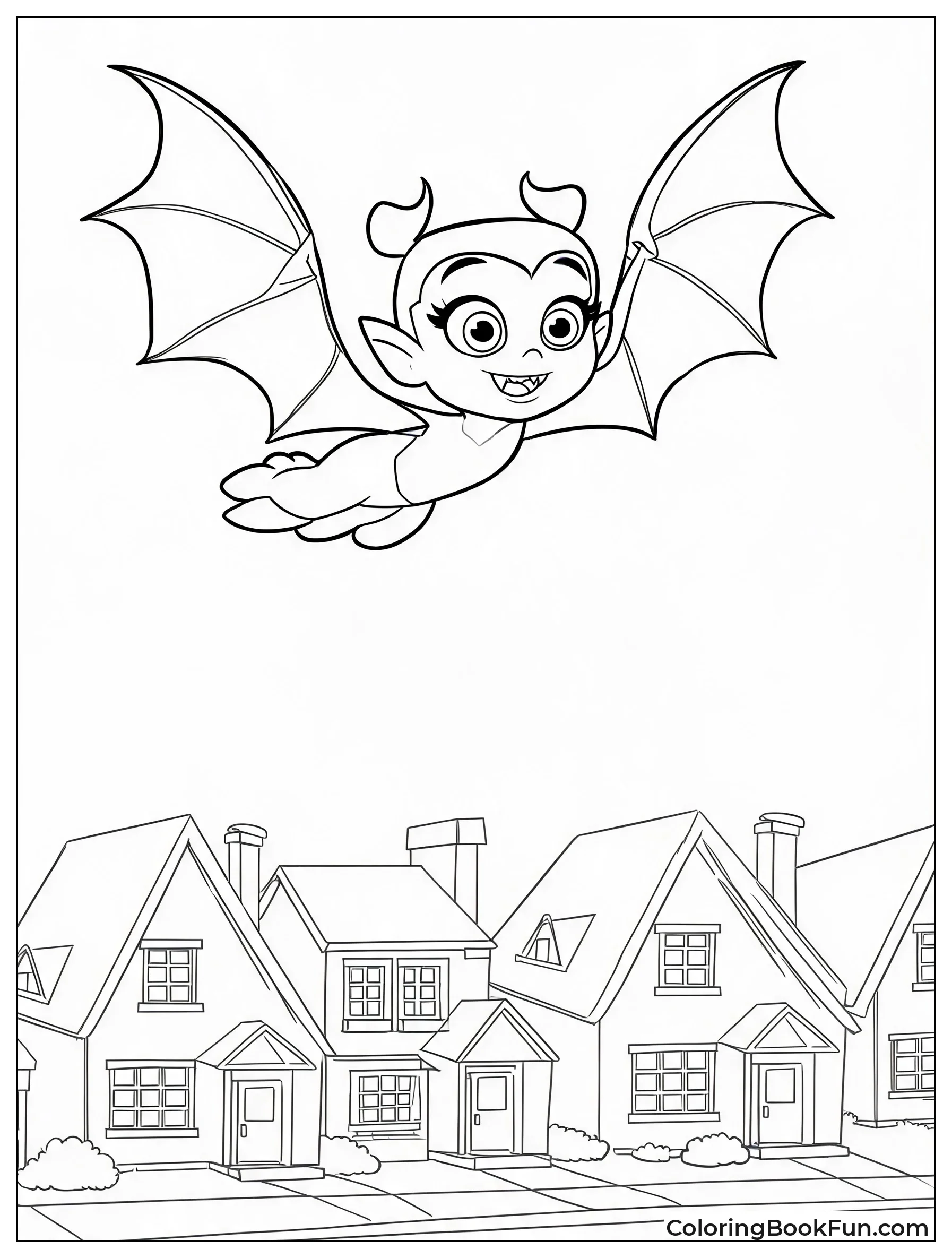 Vee Flies as a Bat Over Town