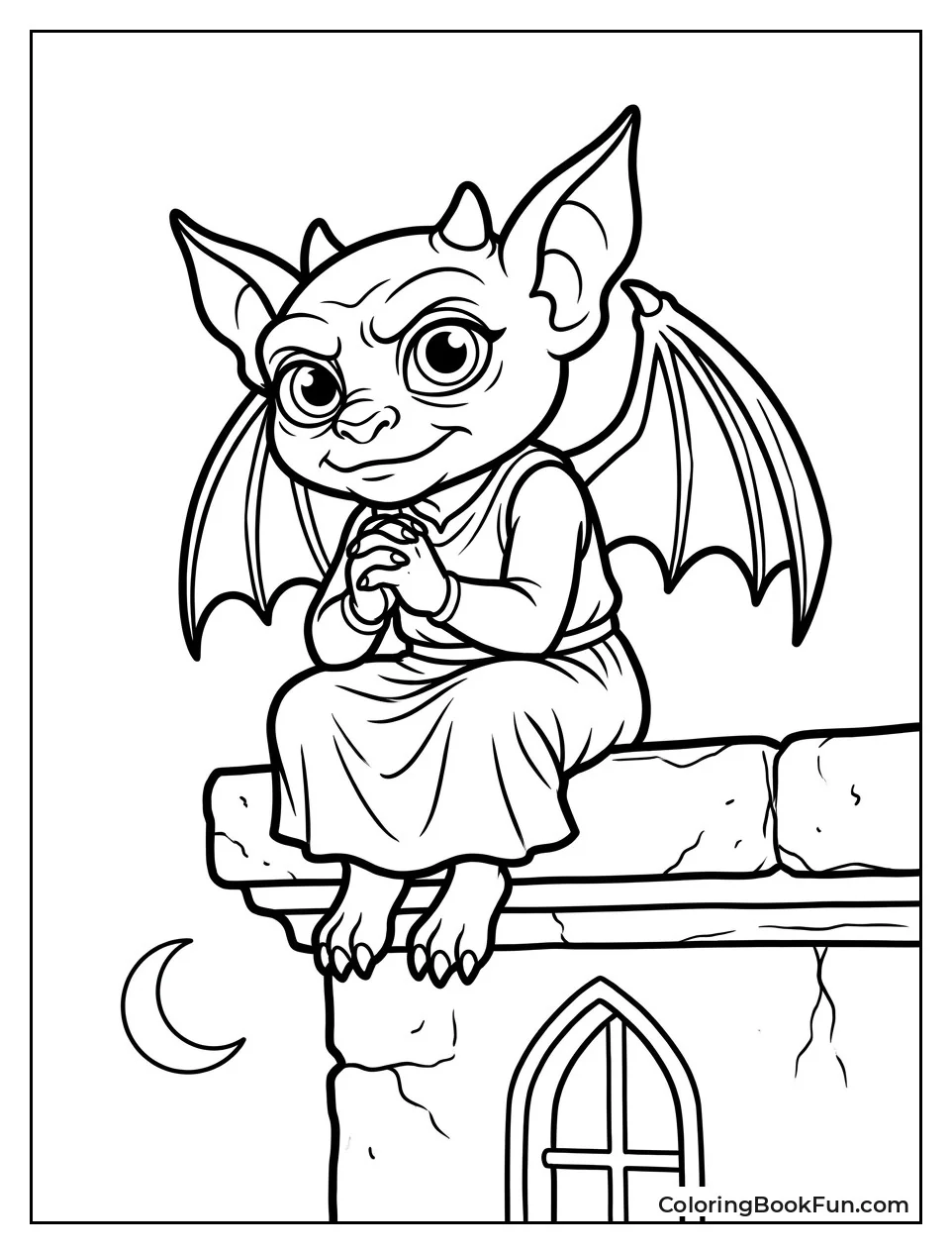 Gregoria Perches on a Stone Ledge