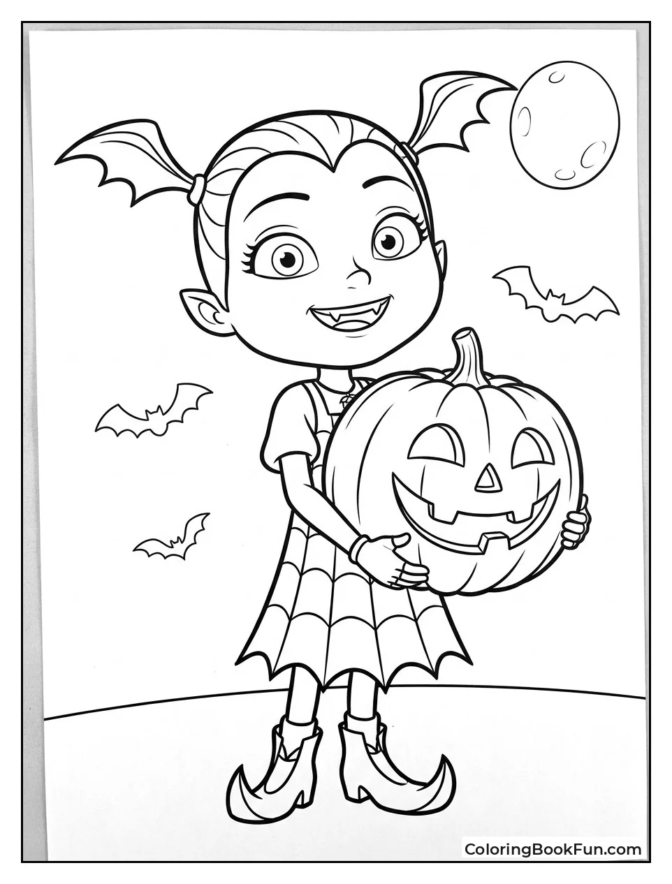 Vee Holds a Big Carved Pumpkin