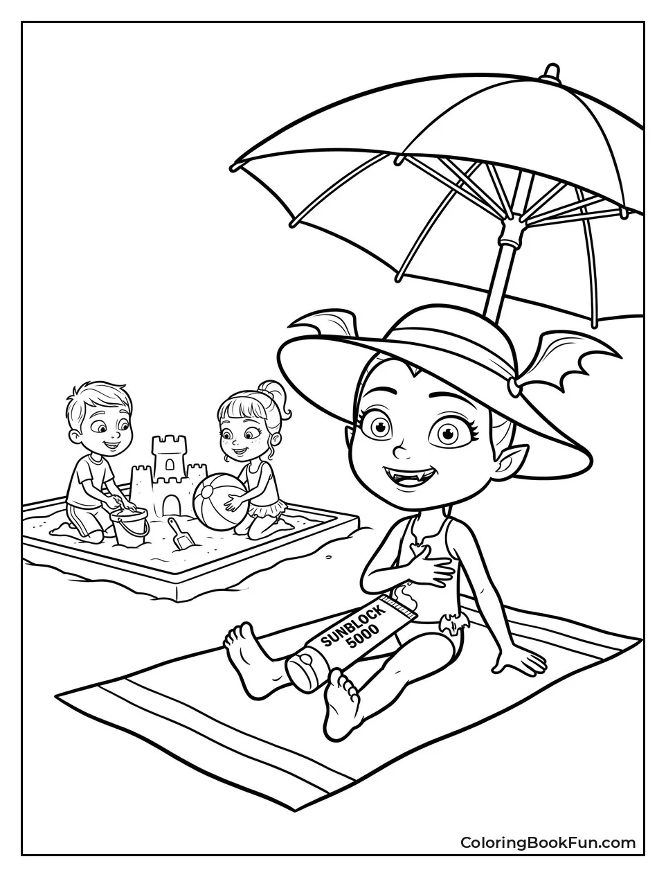 Vee Stays Shaded at the Beach