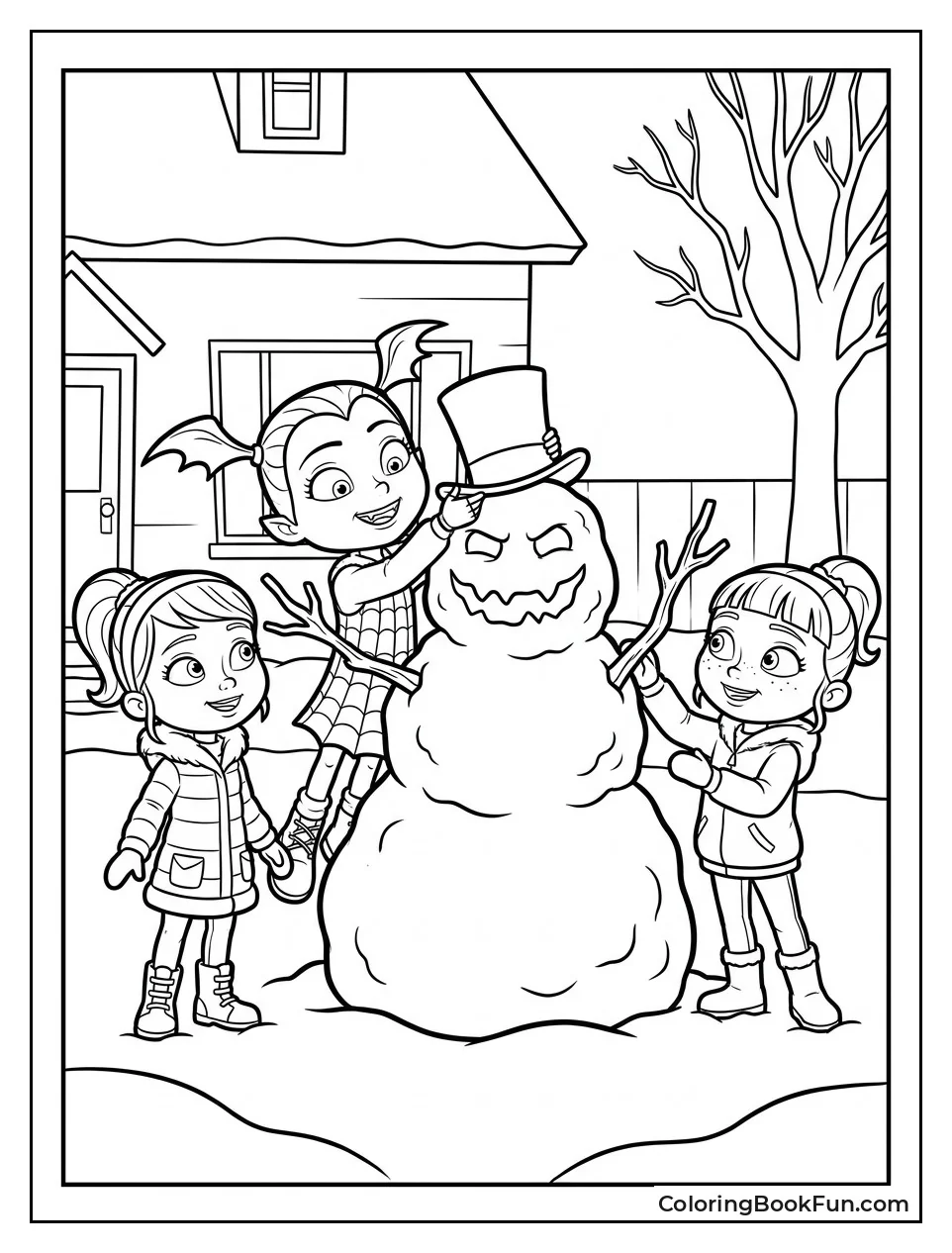 Friends Build a Snow Monster