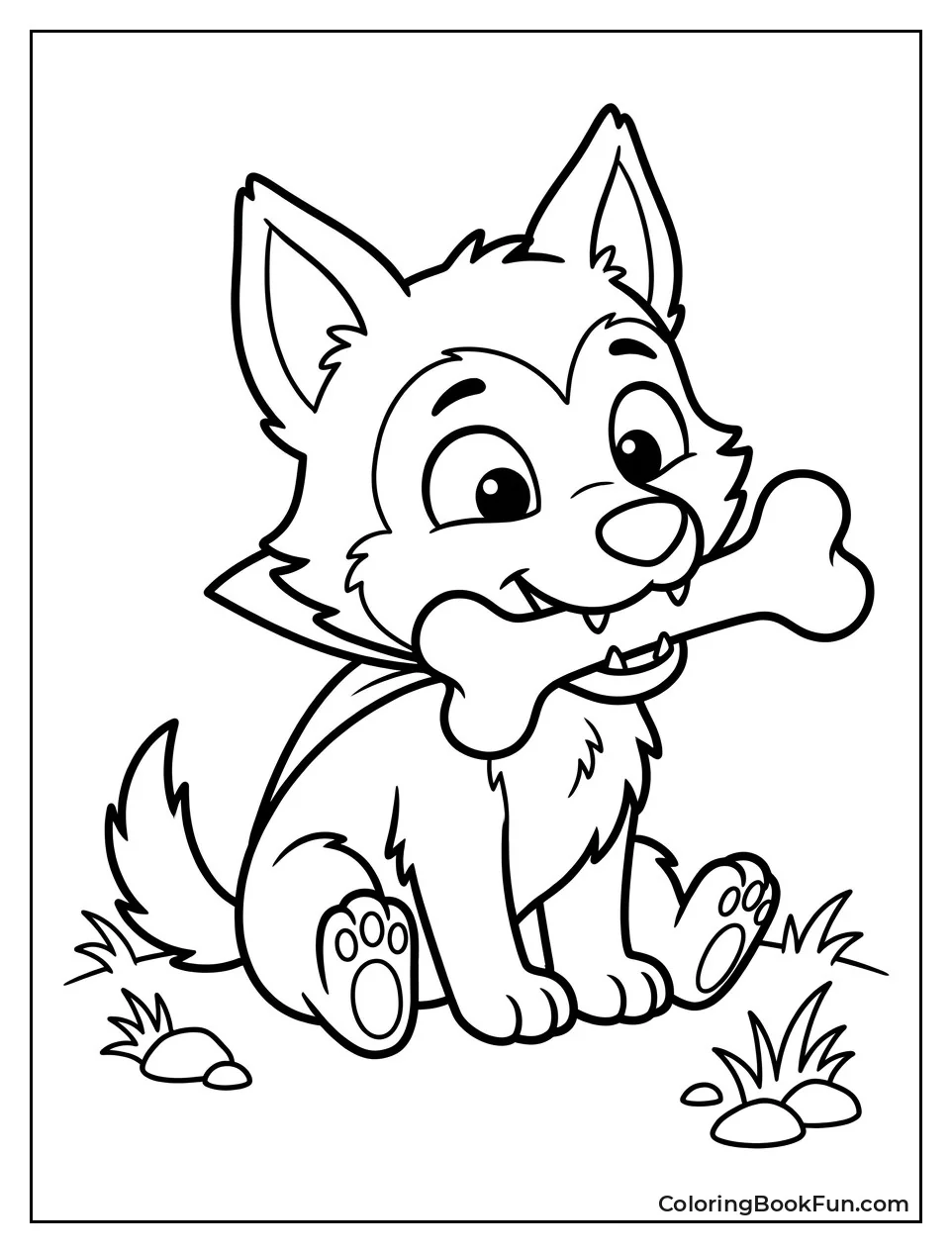 Wolfie Plays with His Favorite Bone