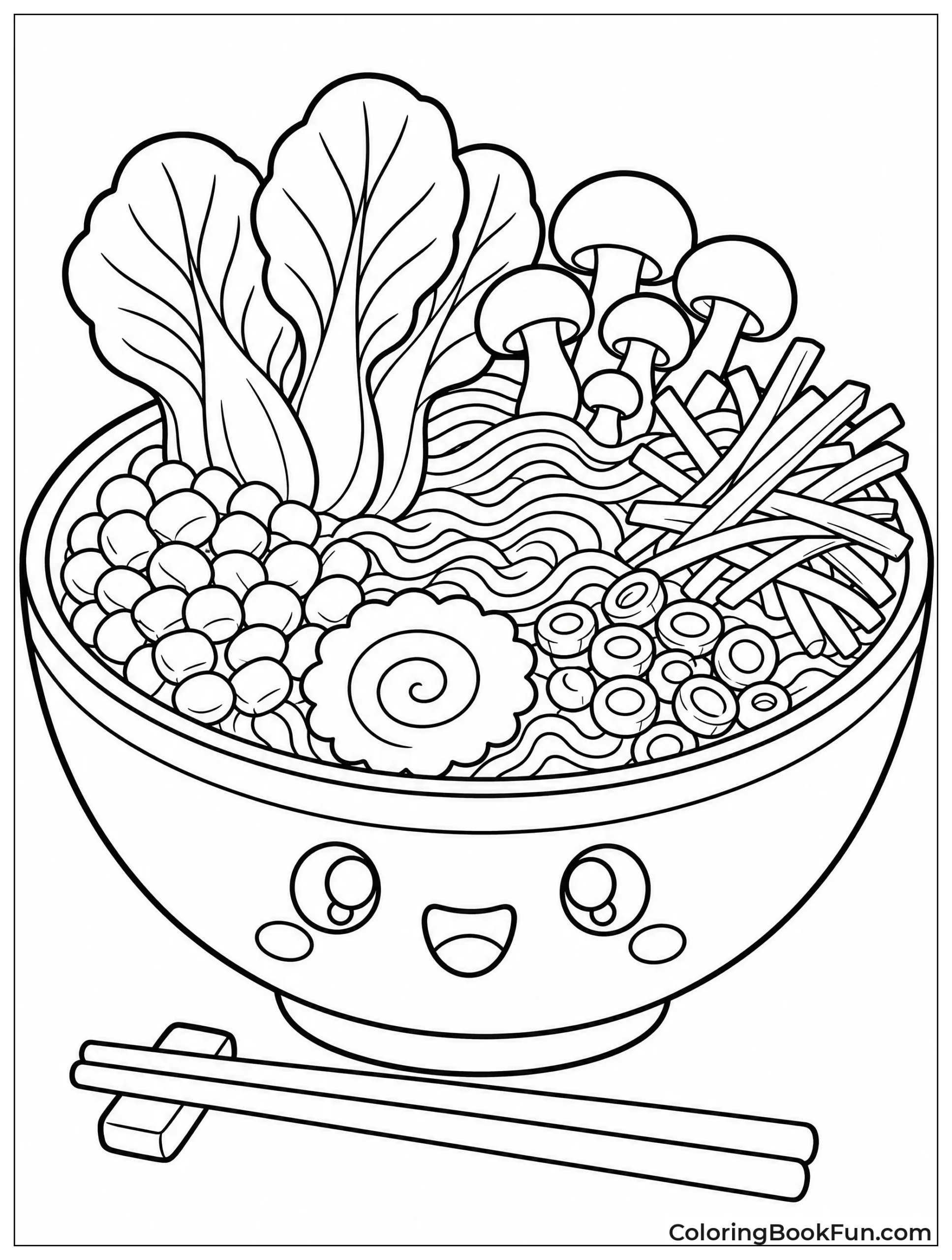Colorful Vegetables in Ramen Bowl