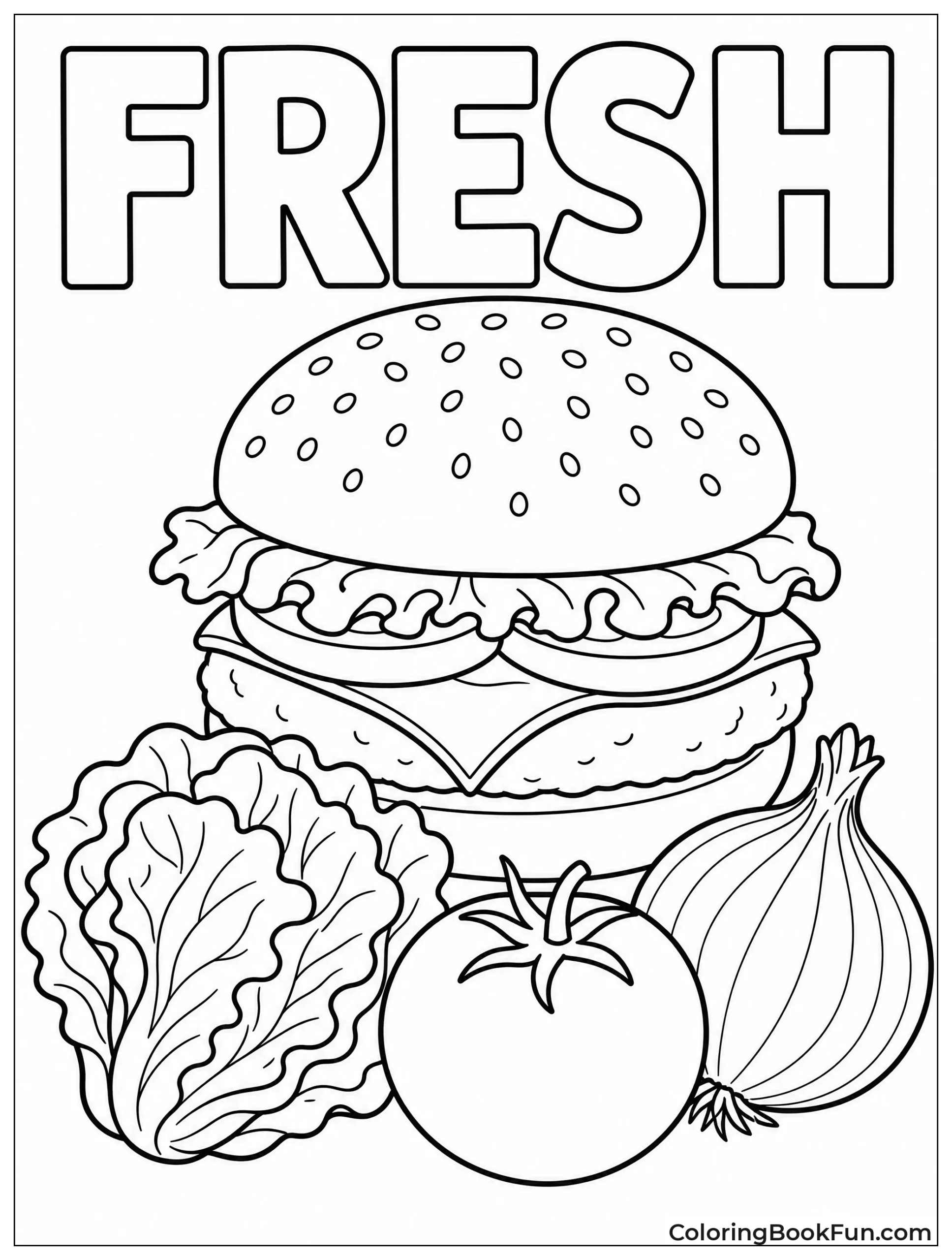 Burger Surrounded by Fresh Veggies