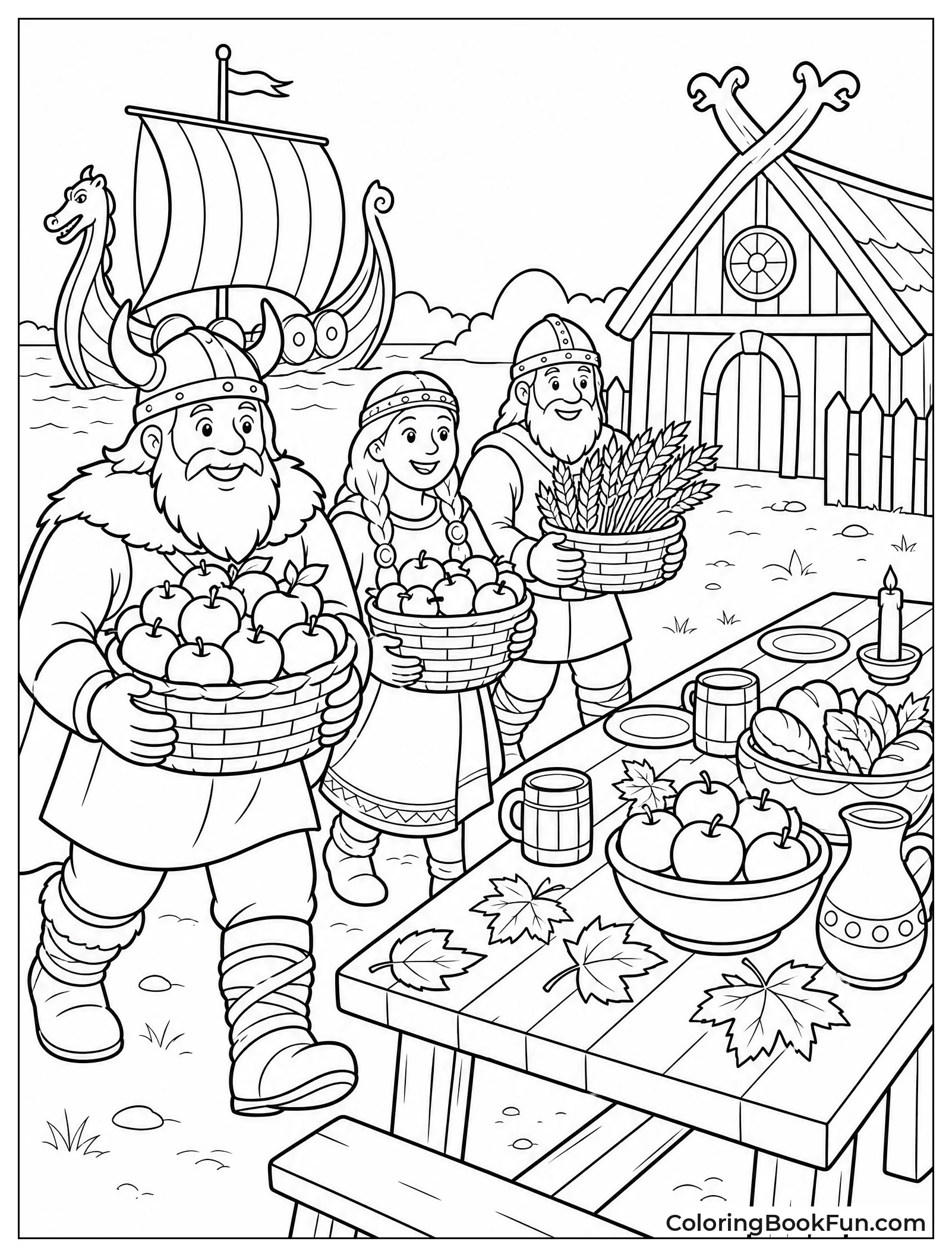 Vikings Carry Harvest Baskets