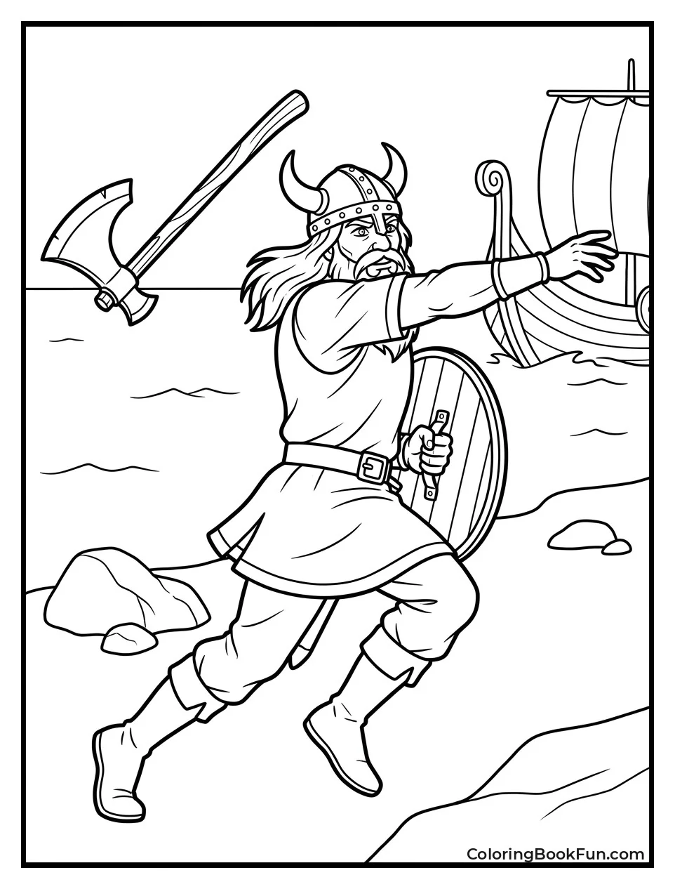 Viking Throws Axe in Battle
