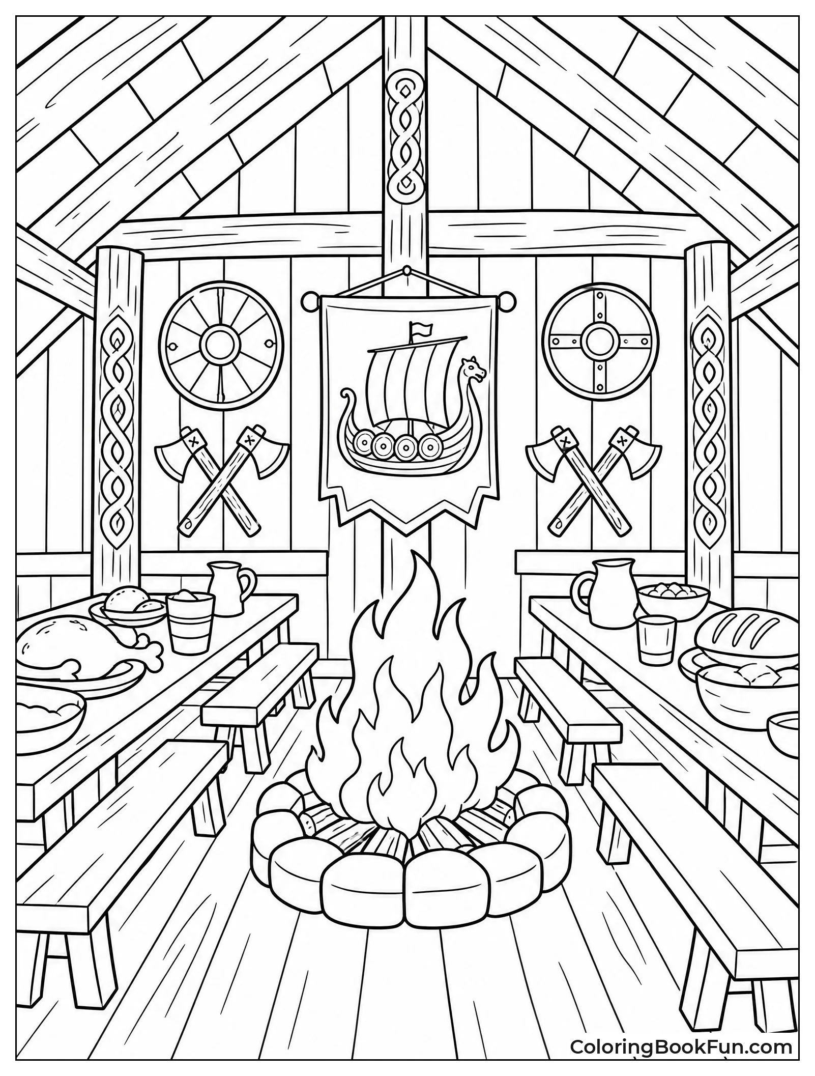 Feast Hall with Long Tables