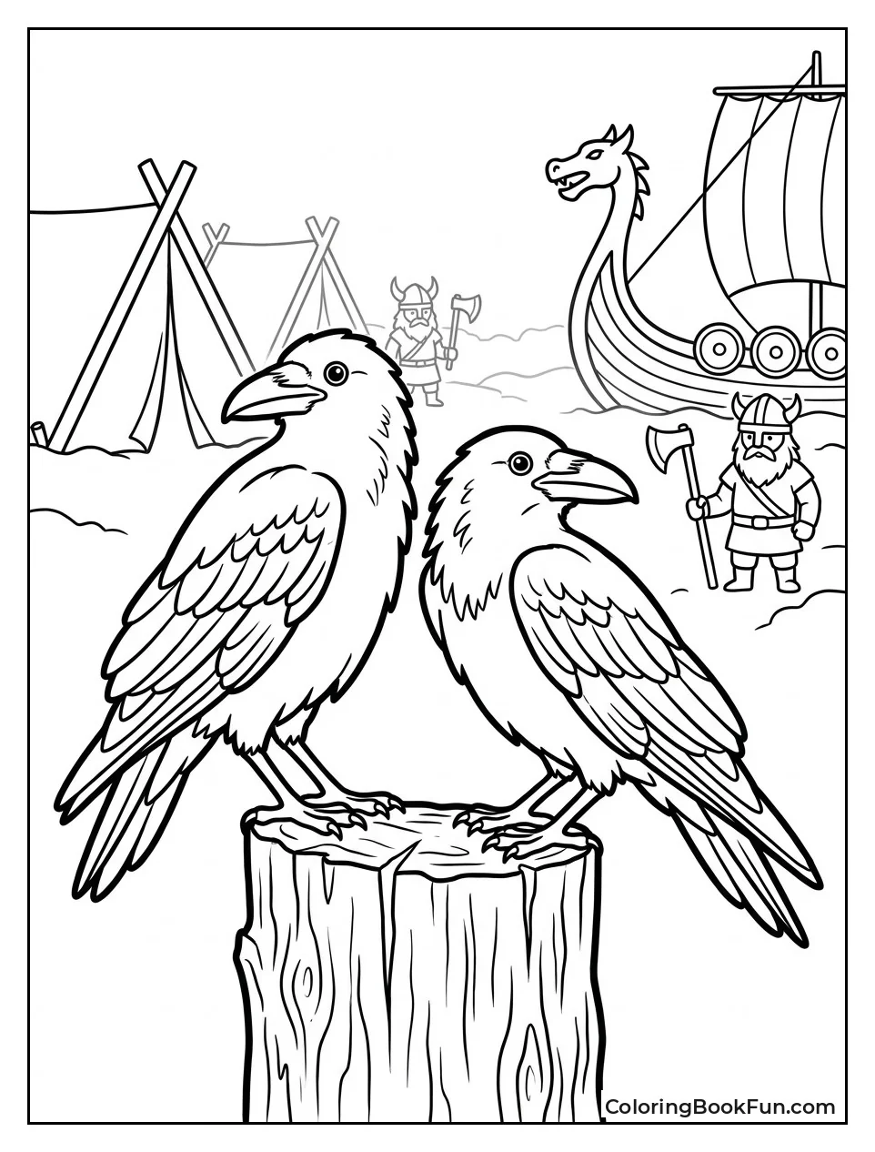 Odins Ravens Perch on Post