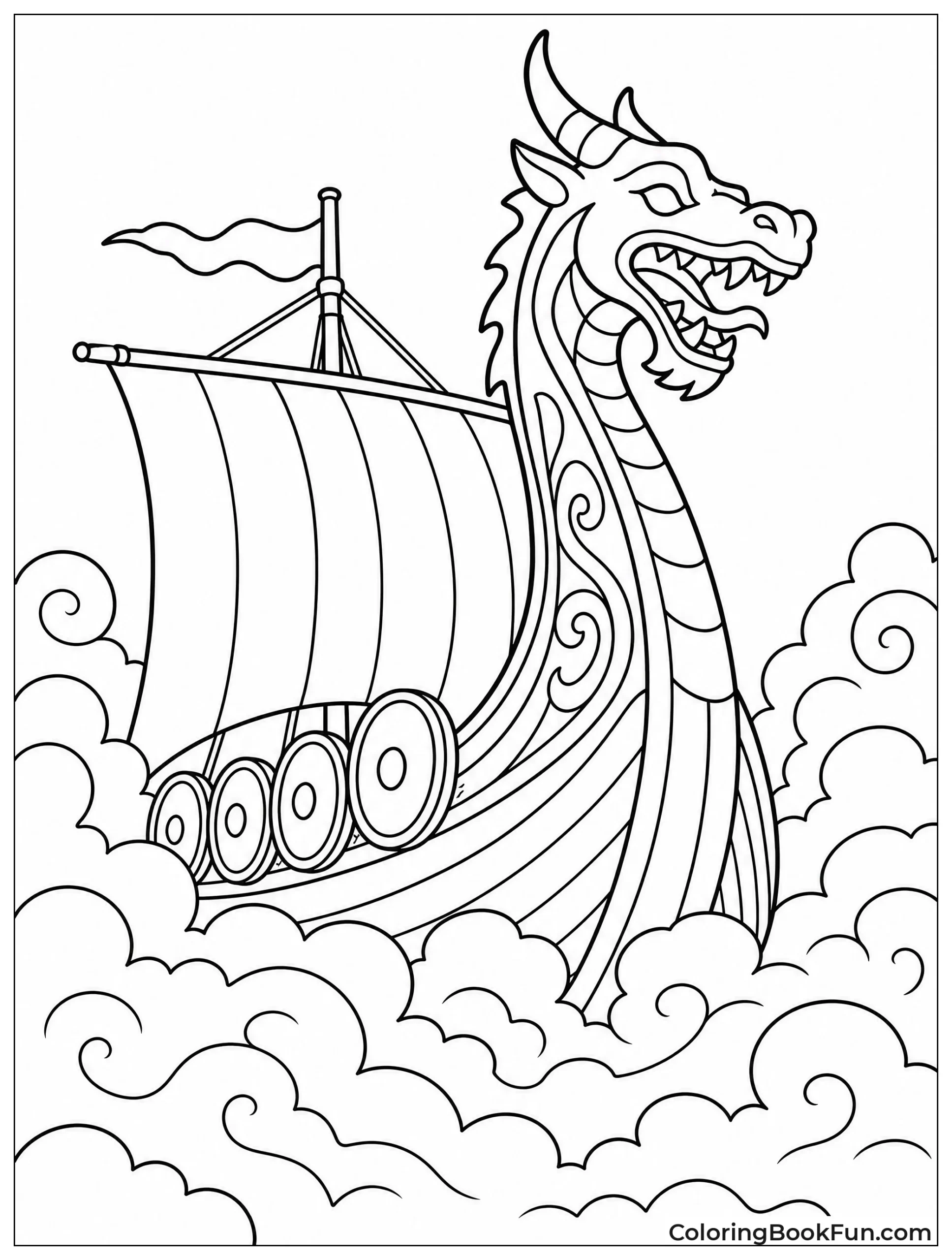 Longship Emerges from Thick Fog