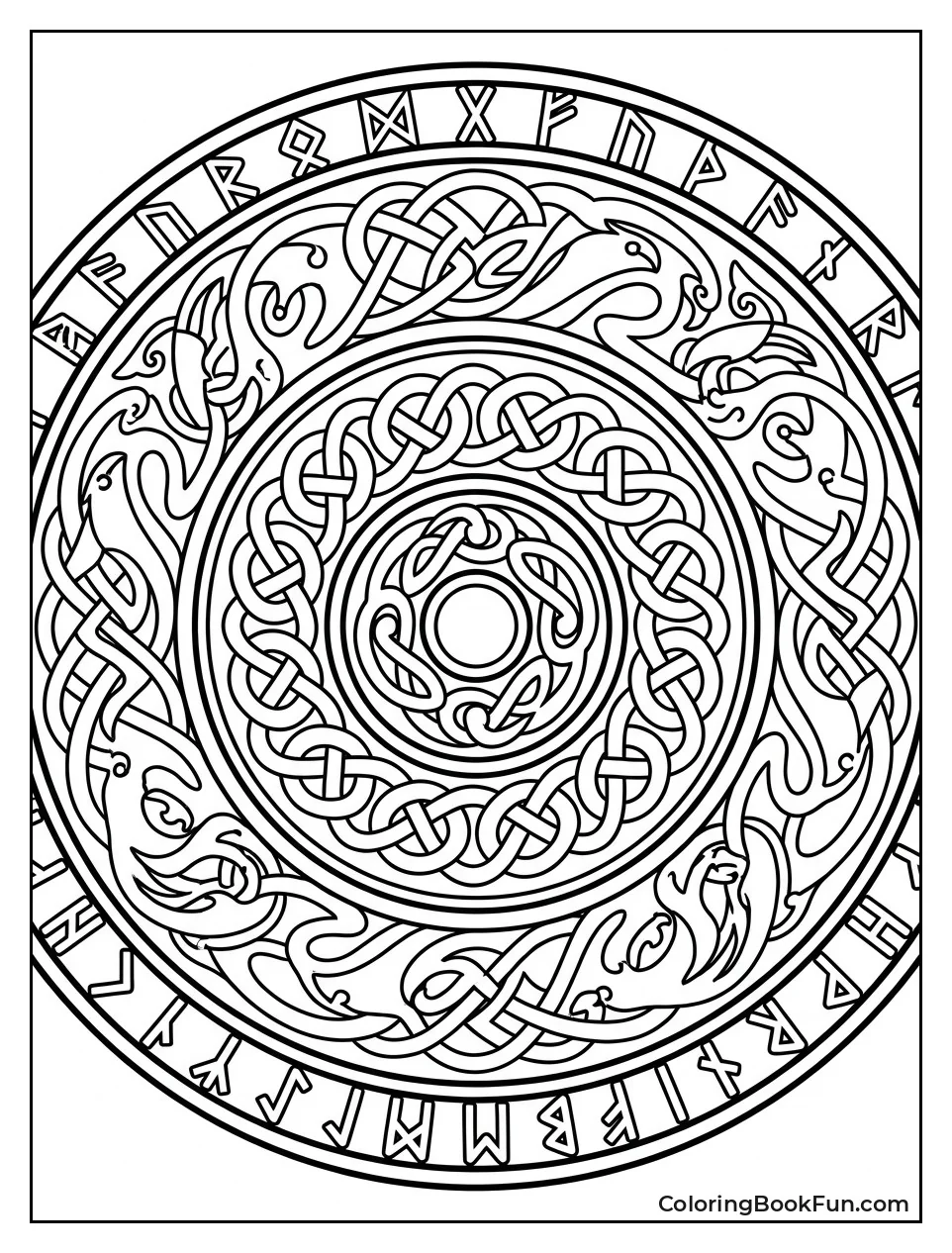 Viking Shield Mandala with Knots